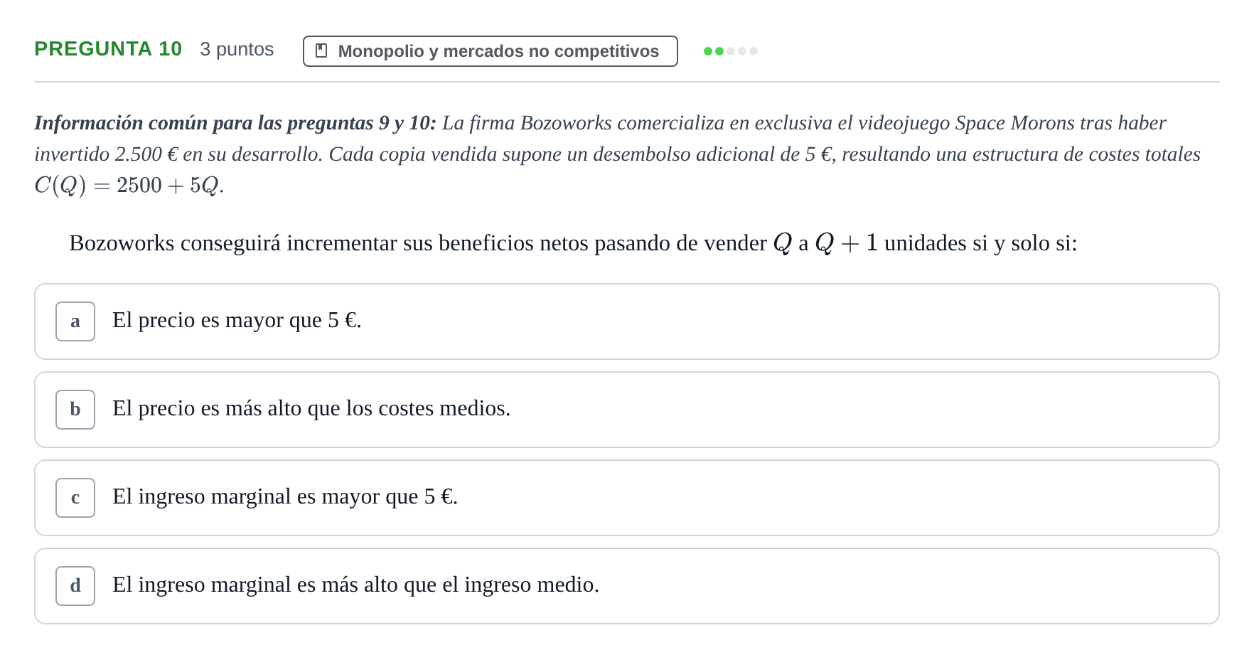 Enunciado: Pregunta 10 · 6 Introducció a la Microeconomia UPF 2015