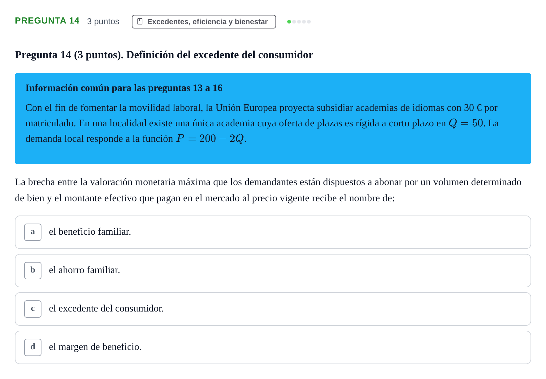 Enunciado: Pregunta 14 · 6 Introducció a la Microeconomia UPF 2015