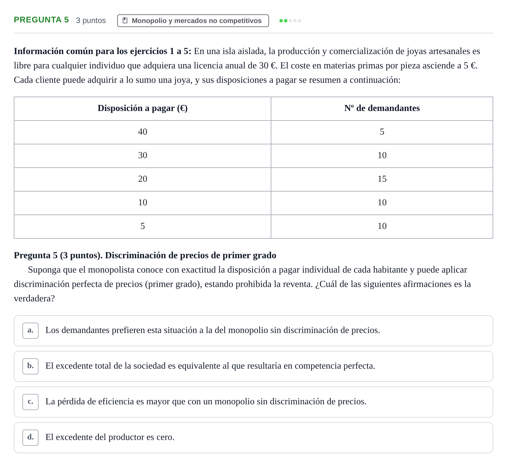 Enunciado: Pregunta 5 · 6 Introducció a la Microeconomia UPF 2015