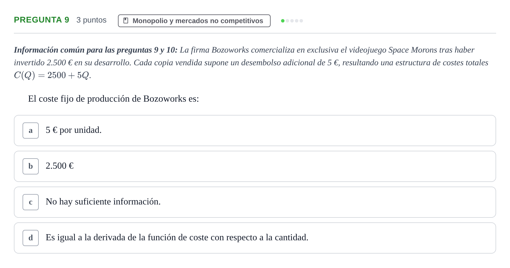 Enunciado: Pregunta 9 · 6 Introducció a la Microeconomia UPF 2015