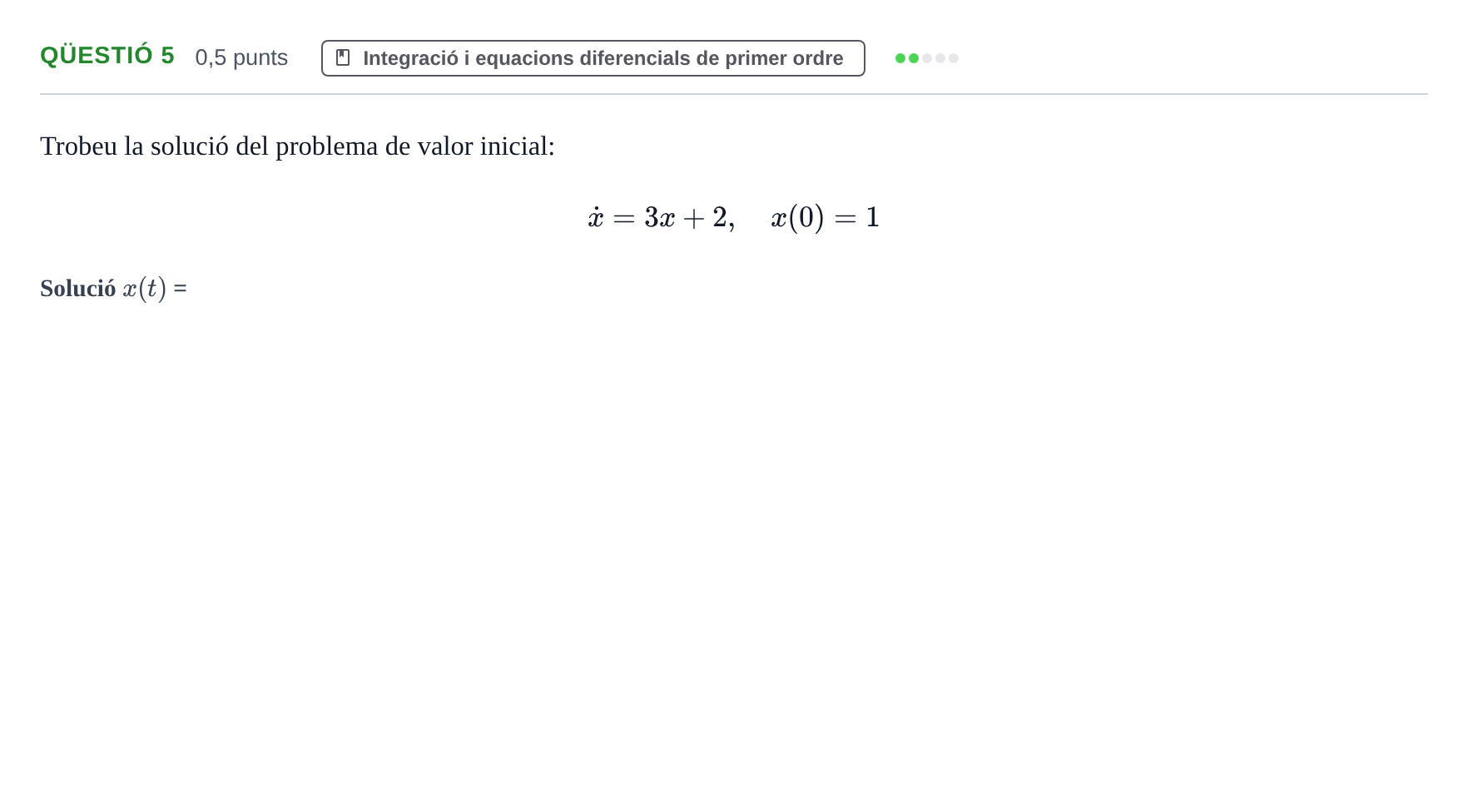 Enunciado: Ejercicio Qüestió 5 · Matematiques Iii UPF Juny 2017