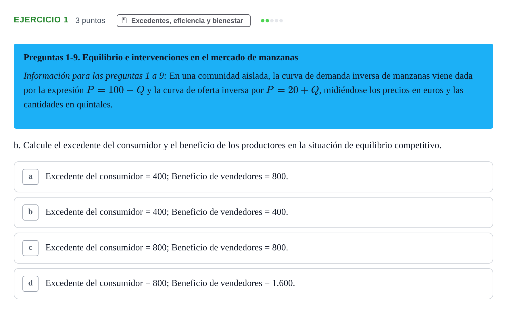 Enunciado: Ejercicio 1 - Excedentes, eficiencia y bienestar · 6 Introducció a la Microeconomia UPF 2011
