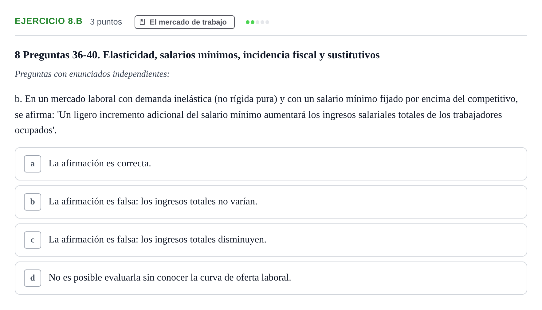 Enunciado: Ejercicio 8.b - El mercado de trabajo · 6 Introducció a la Microeconomia UPF 2011