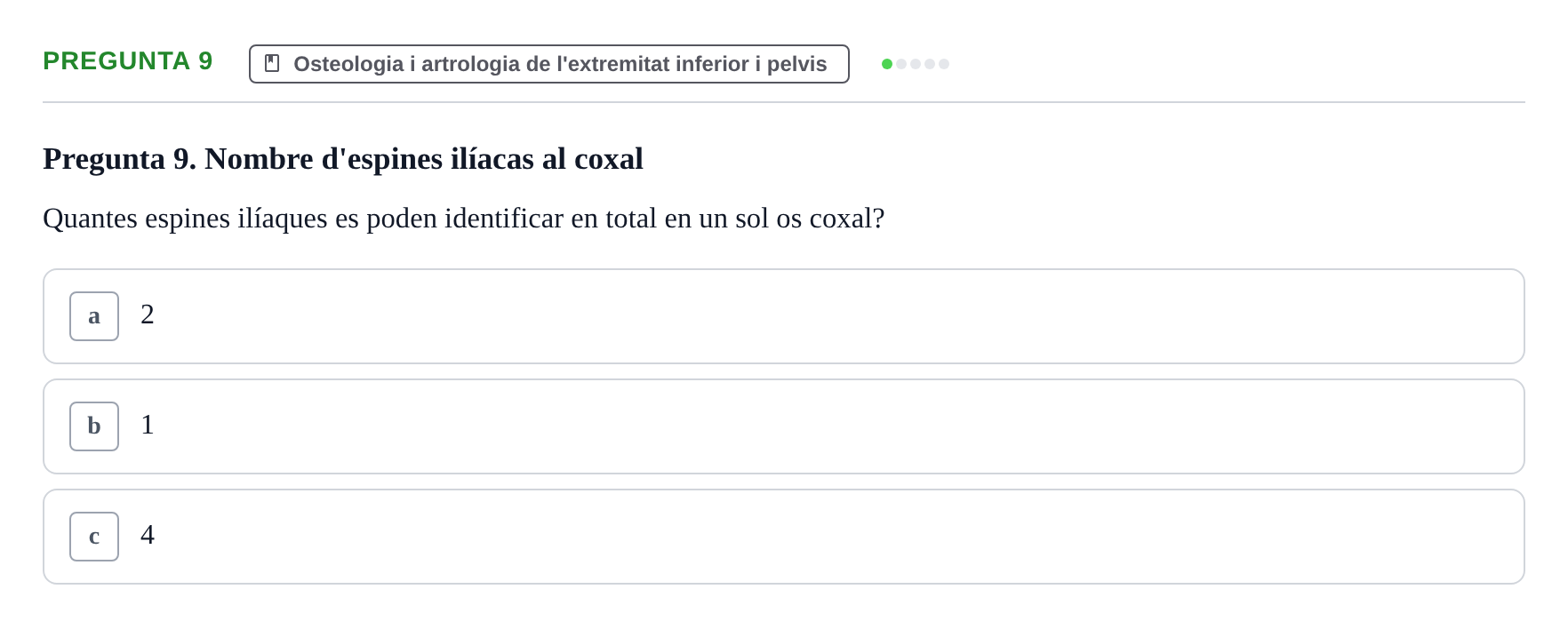 Enunciado: Pregunta 9 · Anatomofisiología 1 URL Examen final: Aparell locomotor