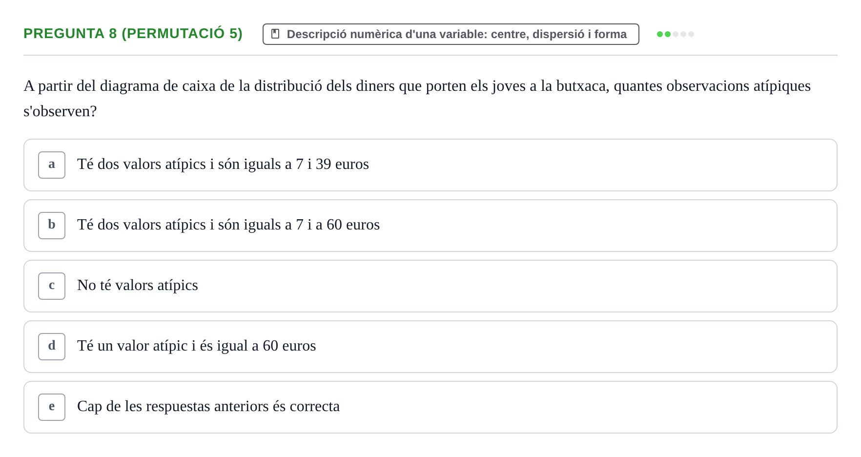 Enunciado: Pregunta 8 (Permutació 5) · Anàlisi de Dades UPF 2000