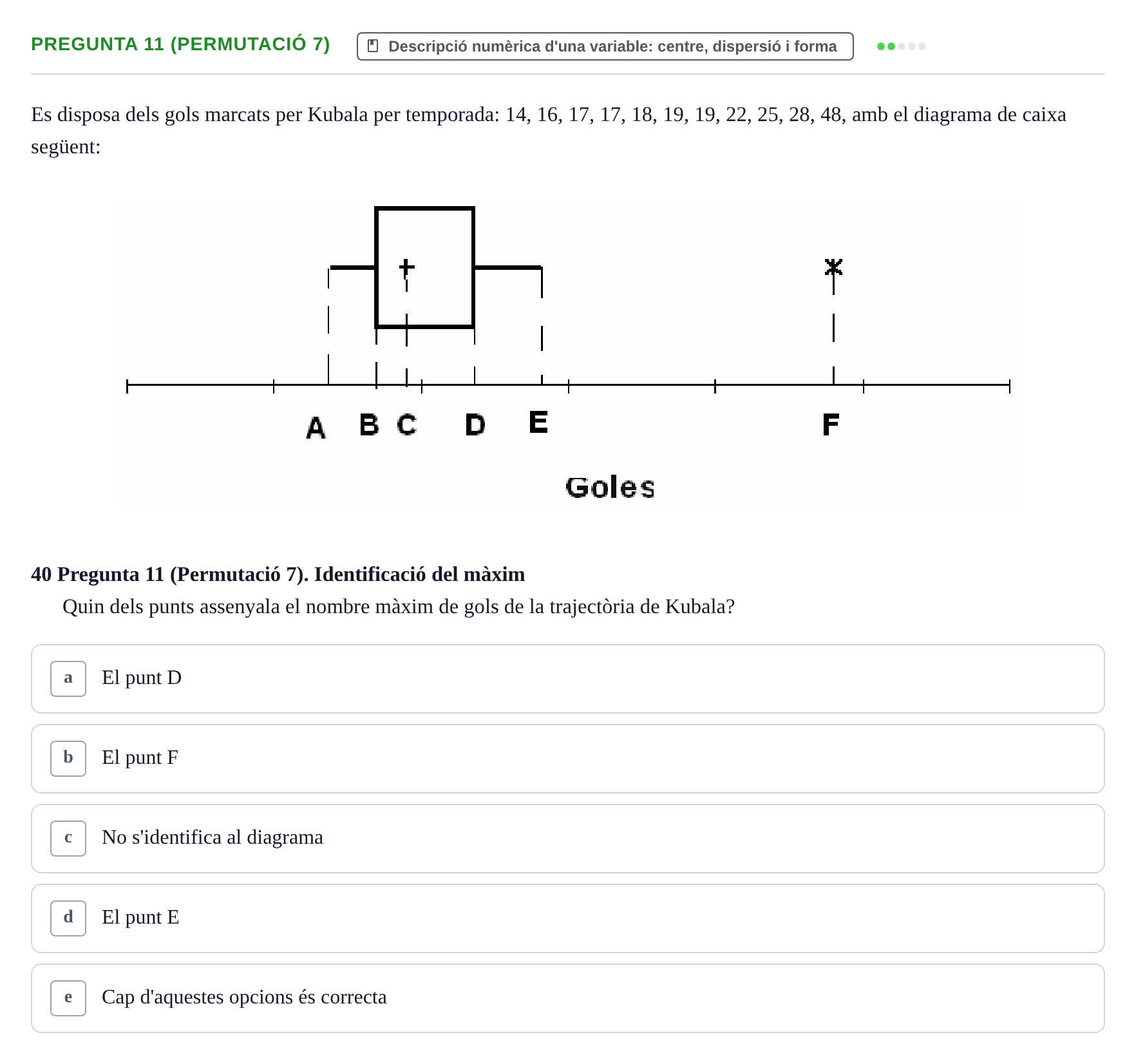 Enunciado: Pregunta 11 (Permutació 7) · Anàlisi de Dades UPF 2000
