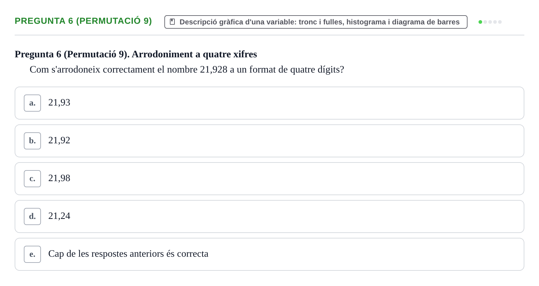 Enunciado: Pregunta 6 (Permutació 9) · Anàlisi de Dades UPF 2000