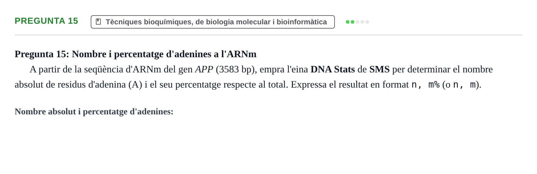 Enunciado: Pregunta 15