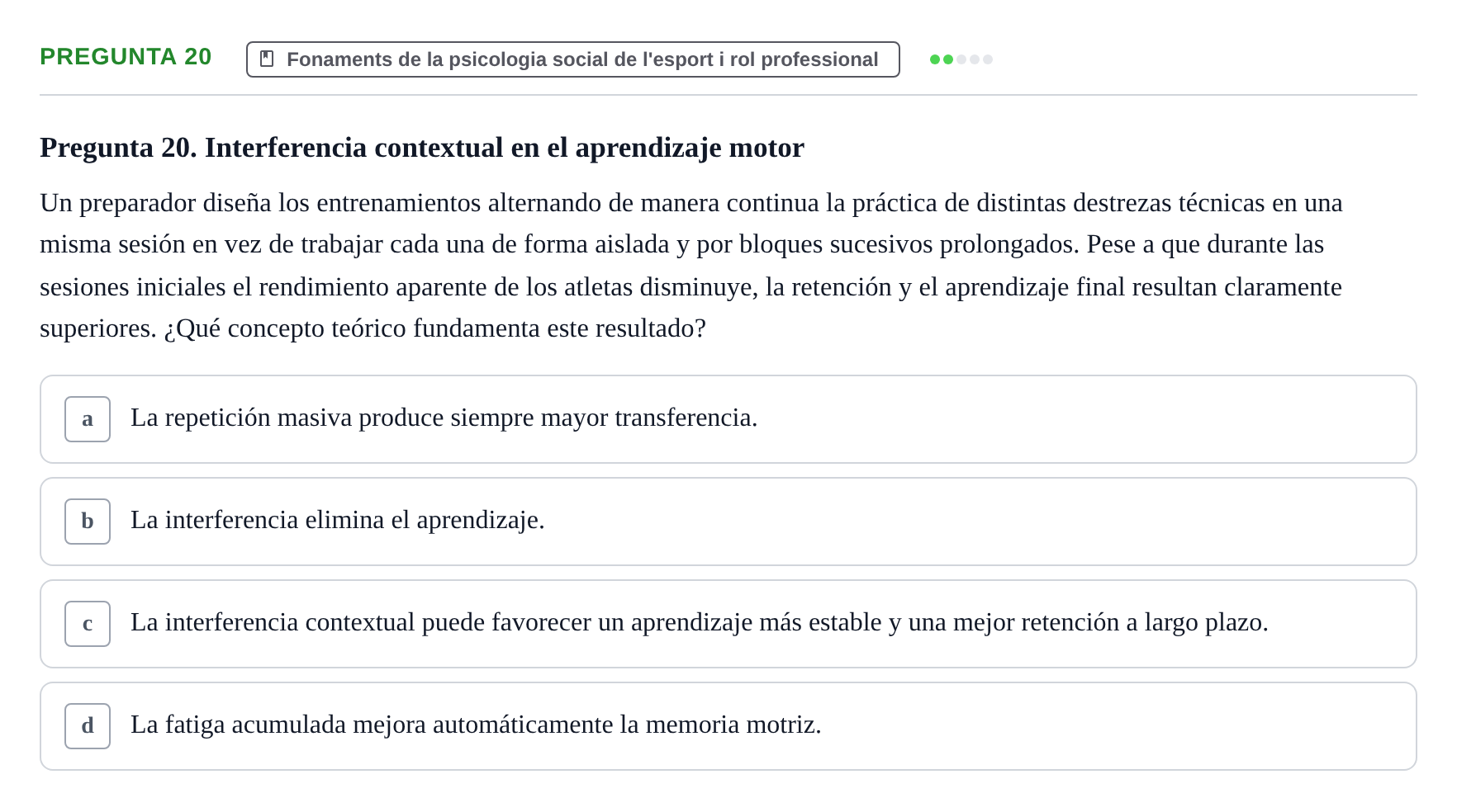 Enunciado: Pregunta 20
