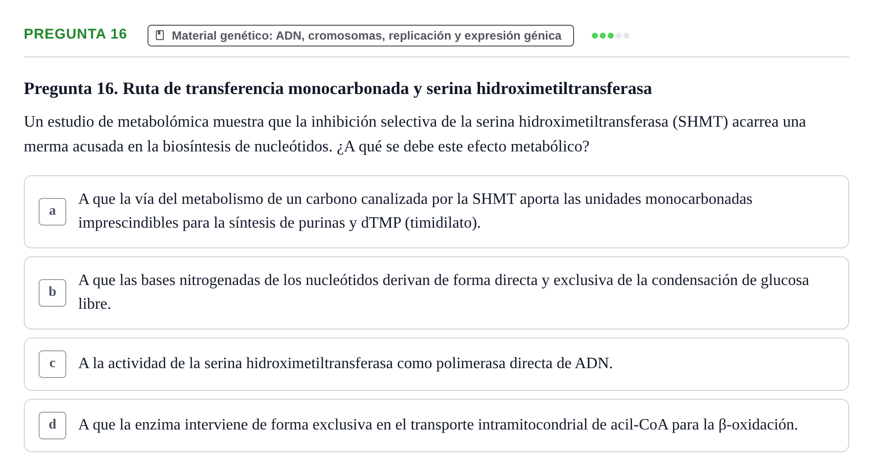 Enunciado: Pregunta 16