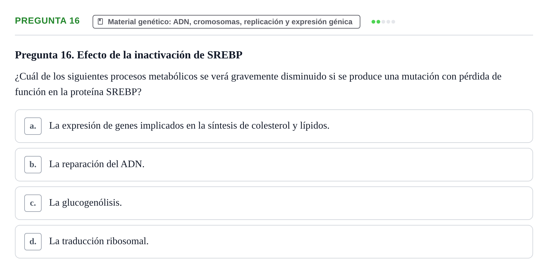 Enunciado: Pregunta 16
