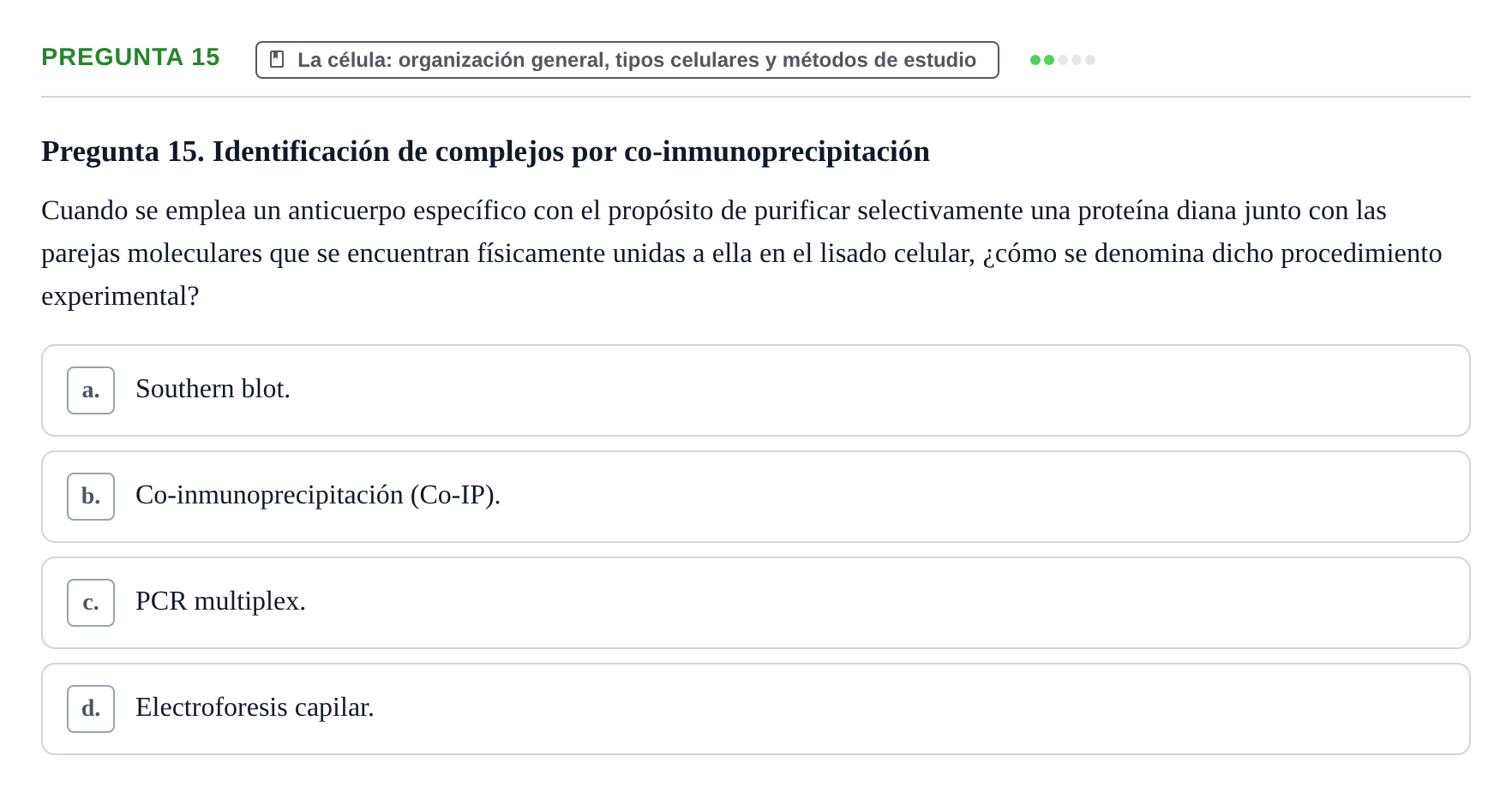 Enunciado: Pregunta 15