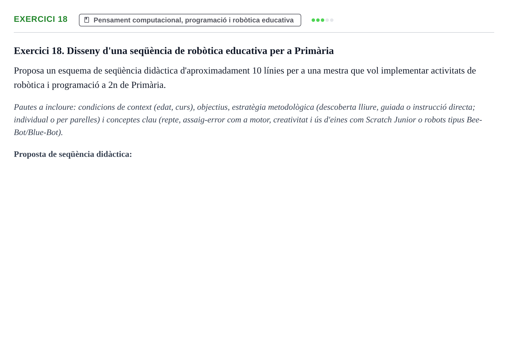 Enunciado: Exercici 18 · Gestión de la información y TIC URL Banc de preguntes d'examen de Gestió de la Informació i TIC