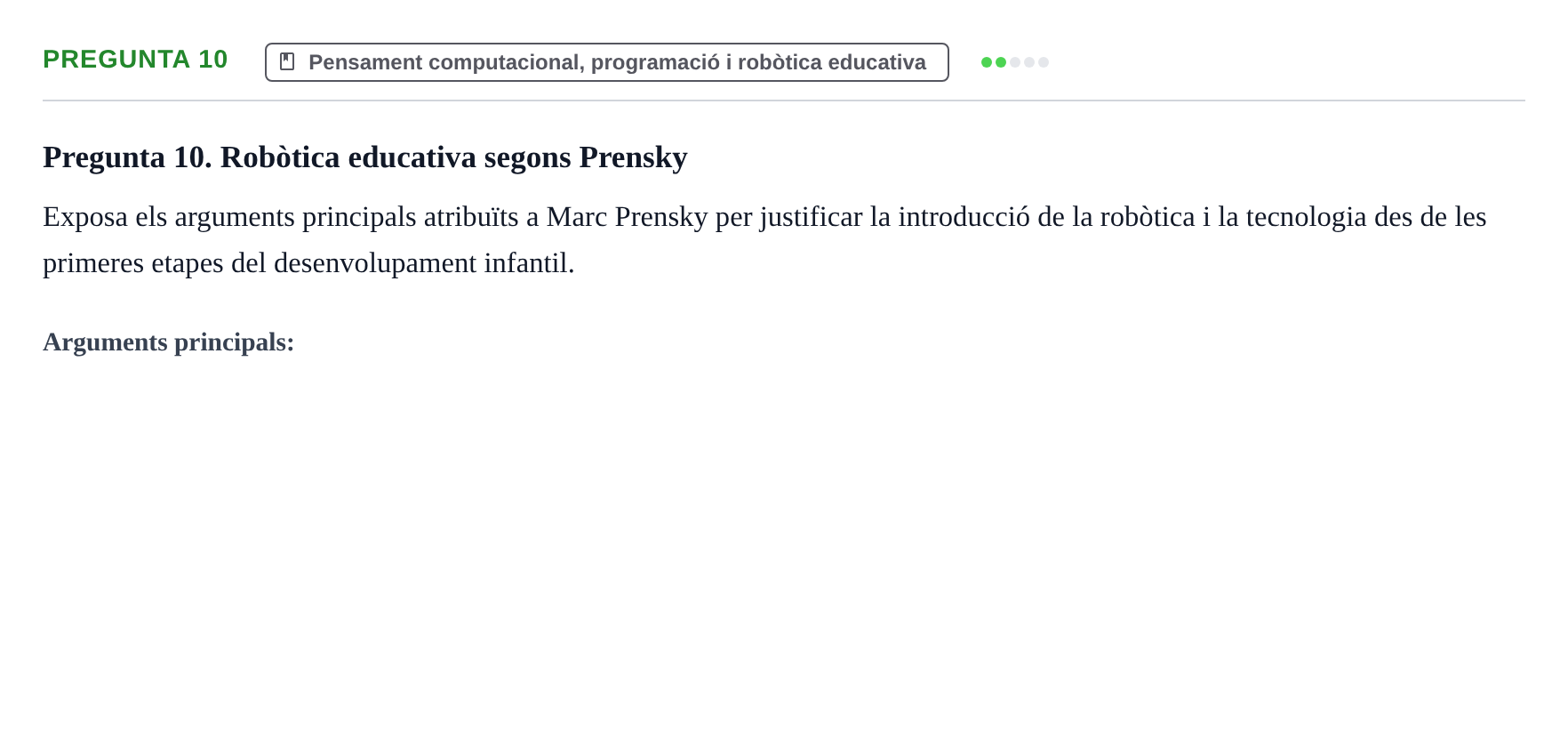 Enunciado: Pregunta 10 · Gestión de la información y TIC URL Banc de preguntes d'examen de Gestió de la Informació i TIC
