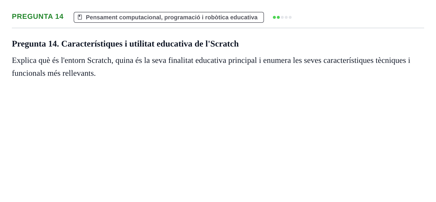 Enunciado: Pregunta 14 · Gestión de la información y TIC URL Banc de preguntes d'examen de Gestió de la Informació i TIC
