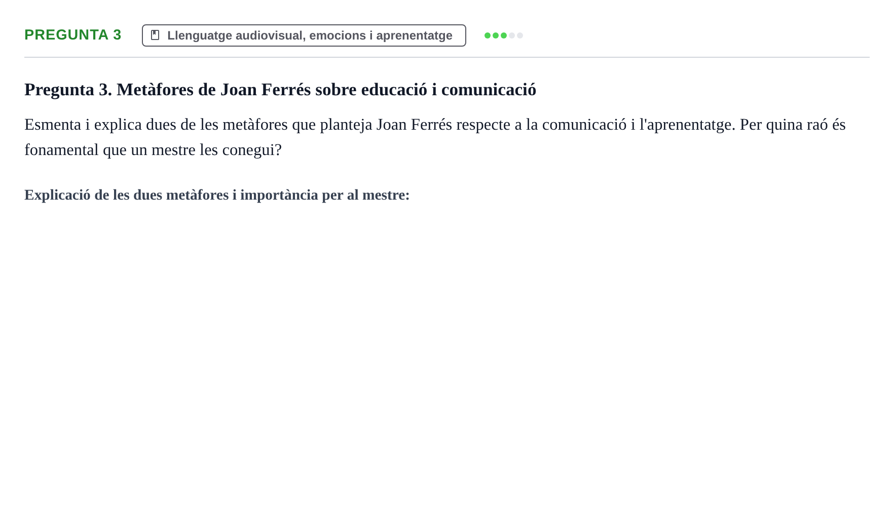 Enunciado: Pregunta 3 · Gestión de la información y TIC URL Banc de preguntes d'examen de Gestió de la Informació i TIC