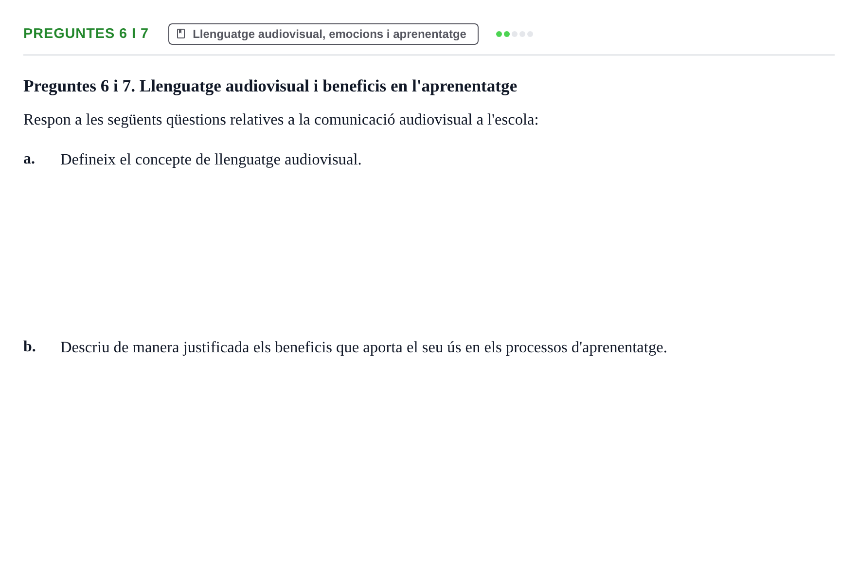 Enunciado: Ejercicio Preguntes 6 i 7 · Gestión de la información y TIC URL Banc de preguntes d'examen de Gestió de la Informació i TIC