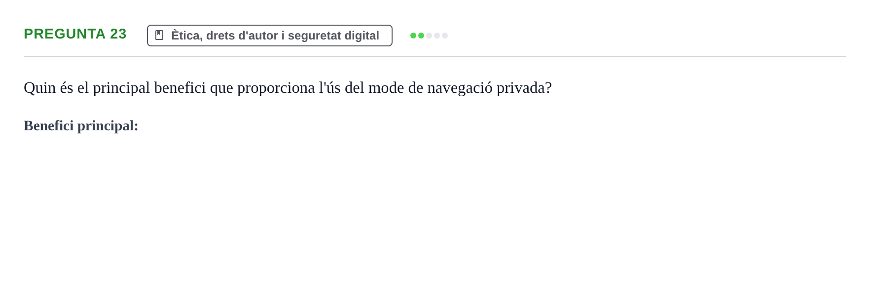 Enunciado: Pregunta 23 · Gestión de la información y TIC URL Examen tipus test: Gestió de la informació i TIC