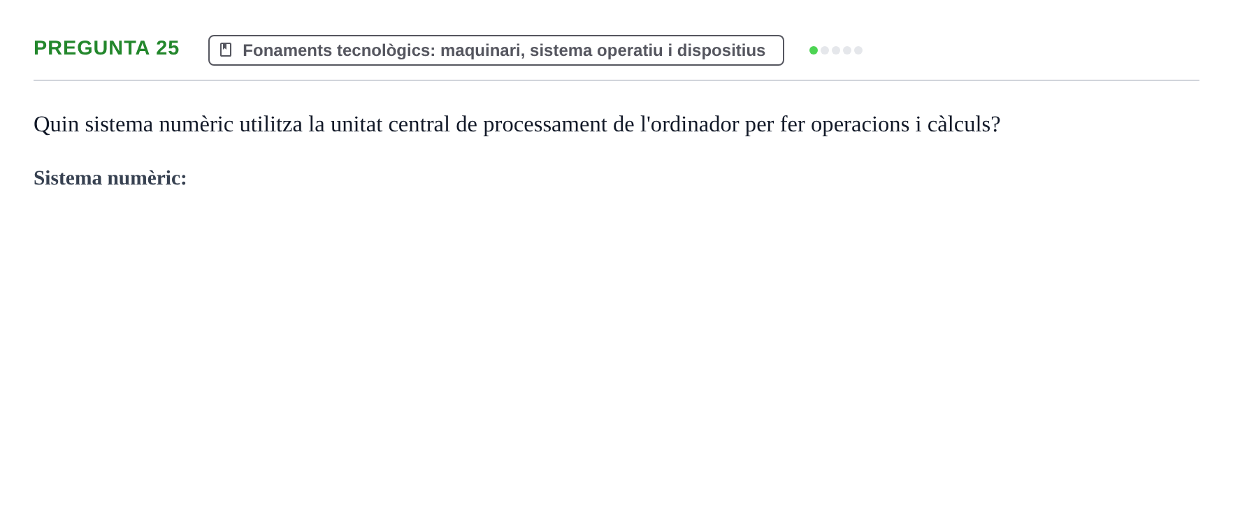 Enunciado: Pregunta 25 · Gestión de la información y TIC URL Examen tipus test: Gestió de la informació i TIC