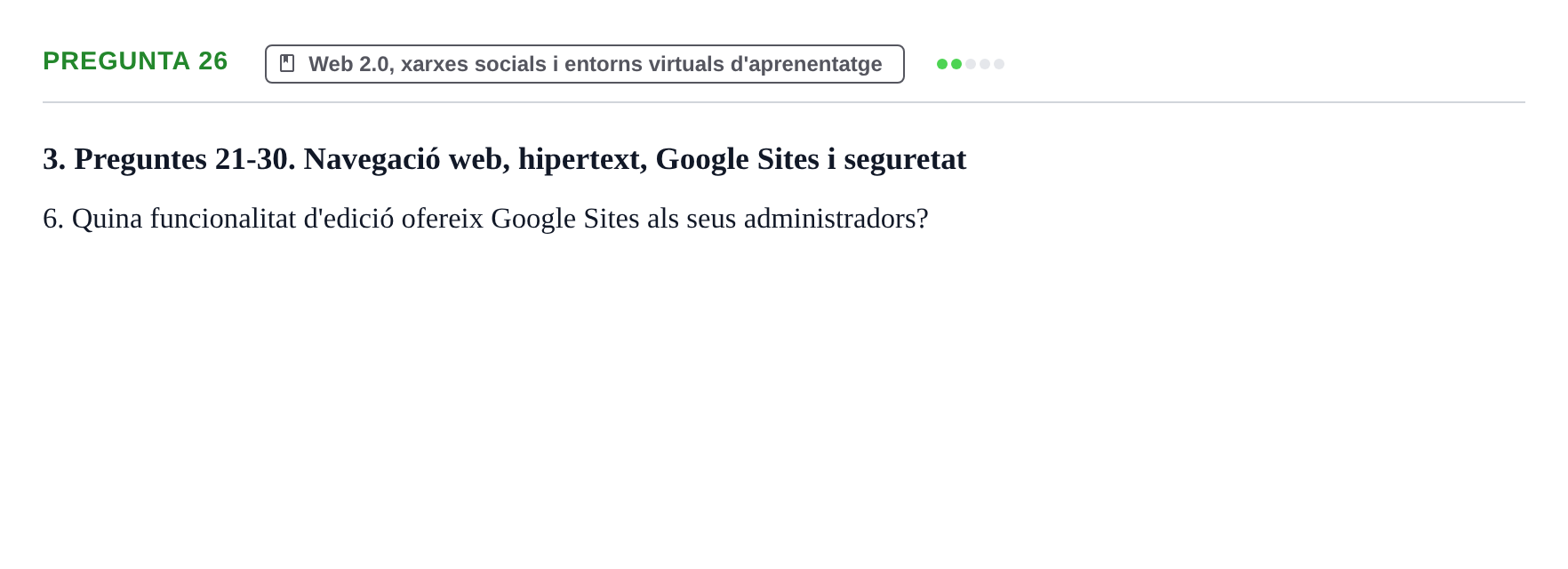 Enunciado: Pregunta 26 · Gestión de la información y TIC URL Examen tipus test: Gestió de la informació i TIC