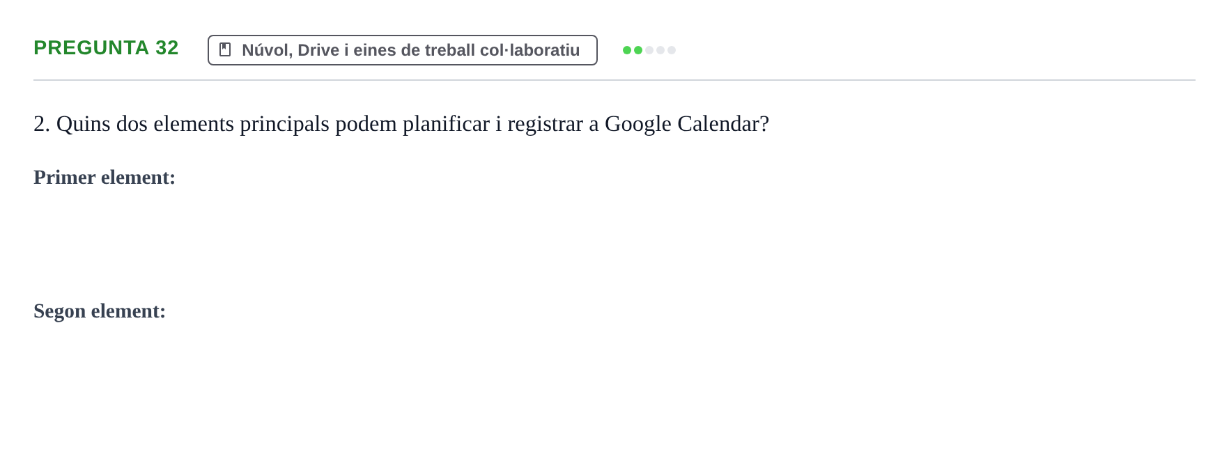 Enunciado: Pregunta 32 · Gestión de la información y TIC URL Examen tipus test: Gestió de la informació i TIC