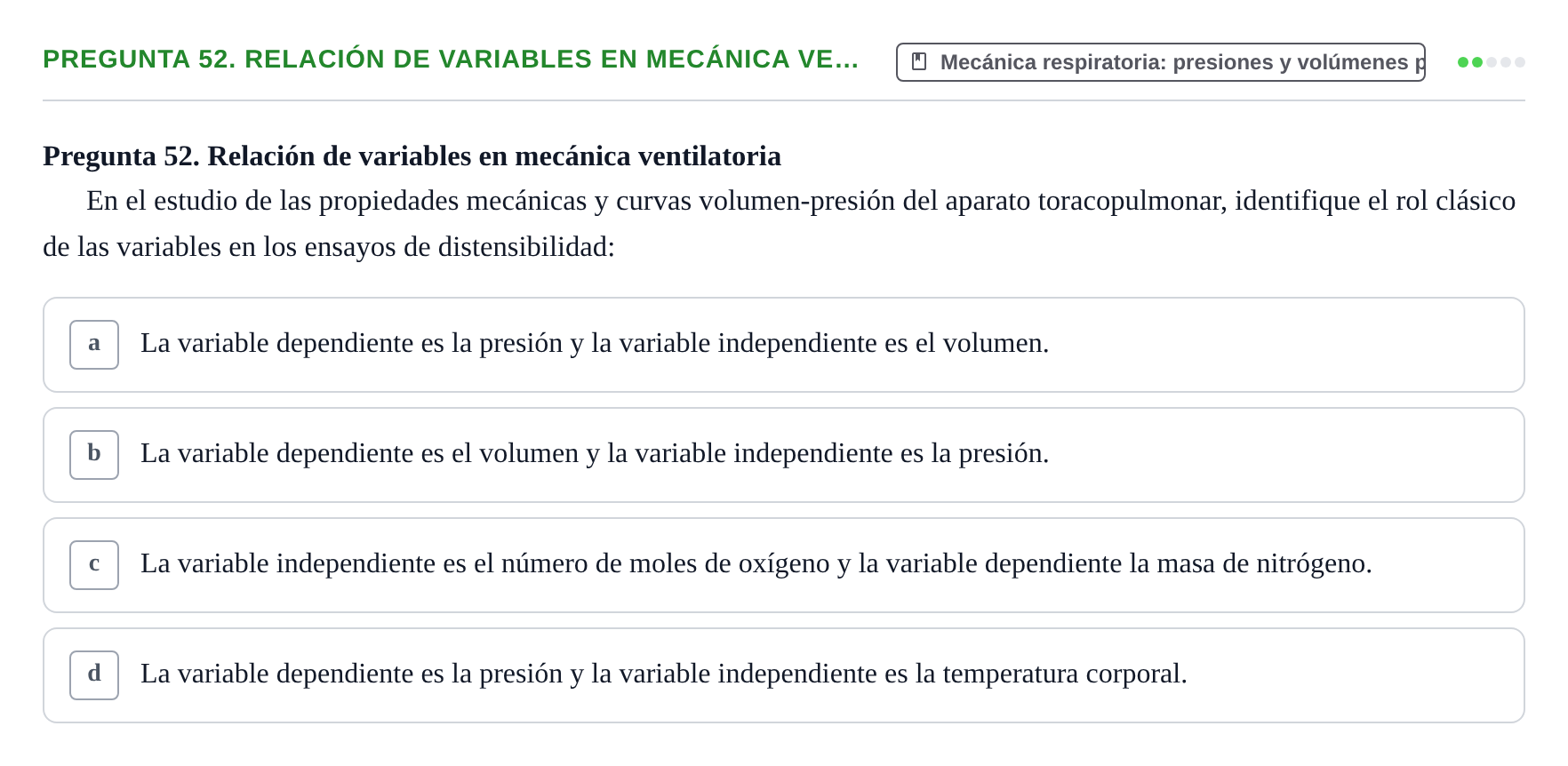 Enunciado: Pregunta 52. Relación de variables en mecánica ve… · Física URL Banco de Preguntas Oficial: Física Biomédica y Biofísica