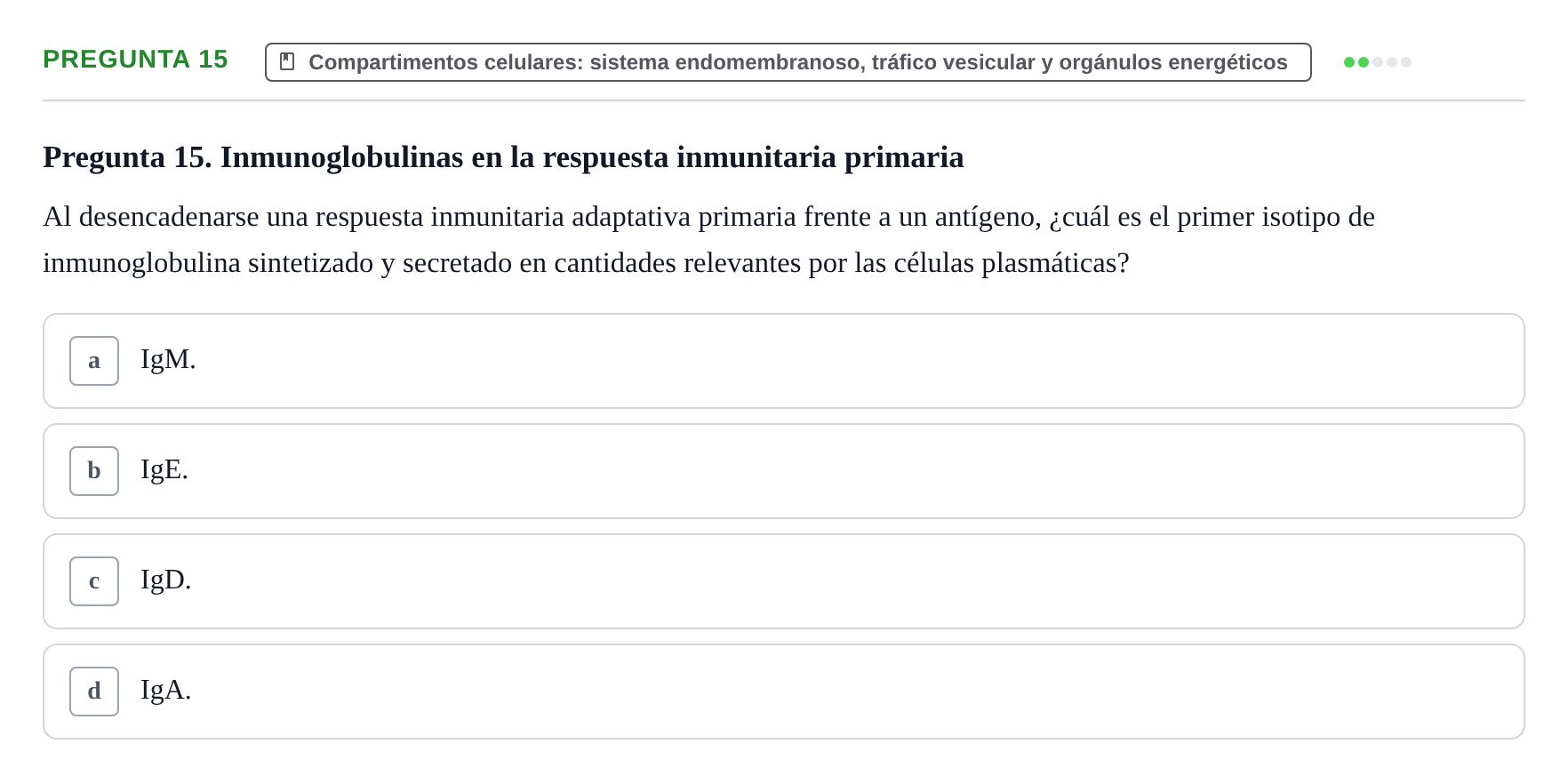 Enunciado: Pregunta 15