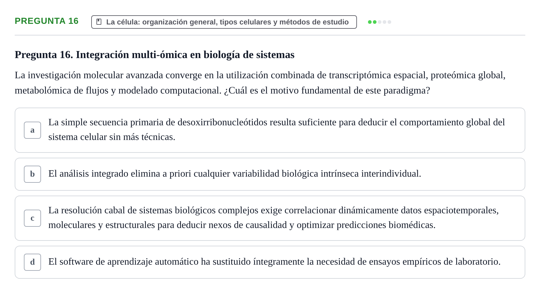 Enunciado: Pregunta 16