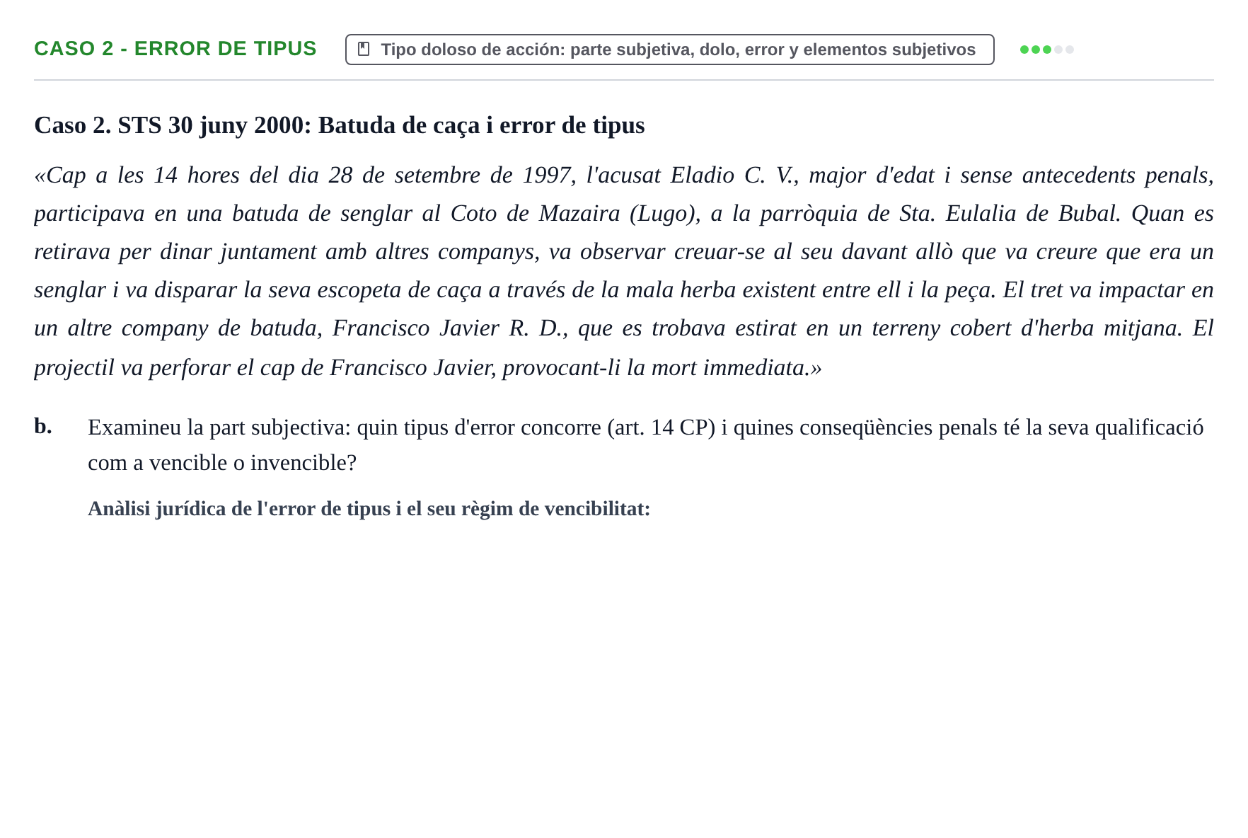 Enunciado: Caso 2 - Error de tipus