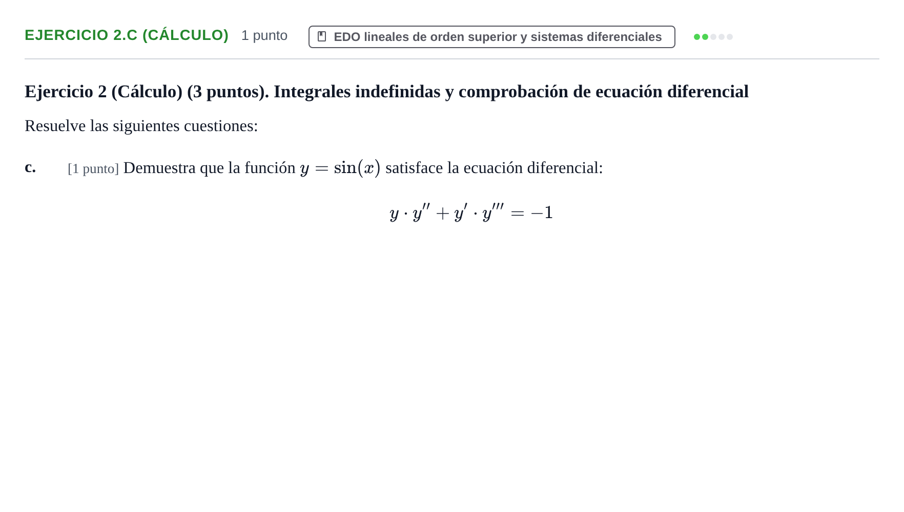 Enunciado: Ejercicio 2.c (Cálculo) · Matemáticas Aplicadas URL Exámenes resueltos de Matemáticas Aplicadas