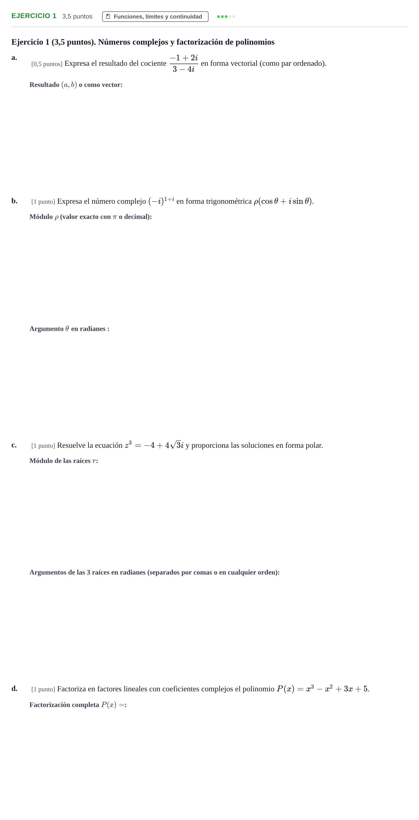 Enunciado: Ejercicio 1 · Matemáticas Aplicadas URL Examen Parcial 1. Matemáticas Aplicadas I