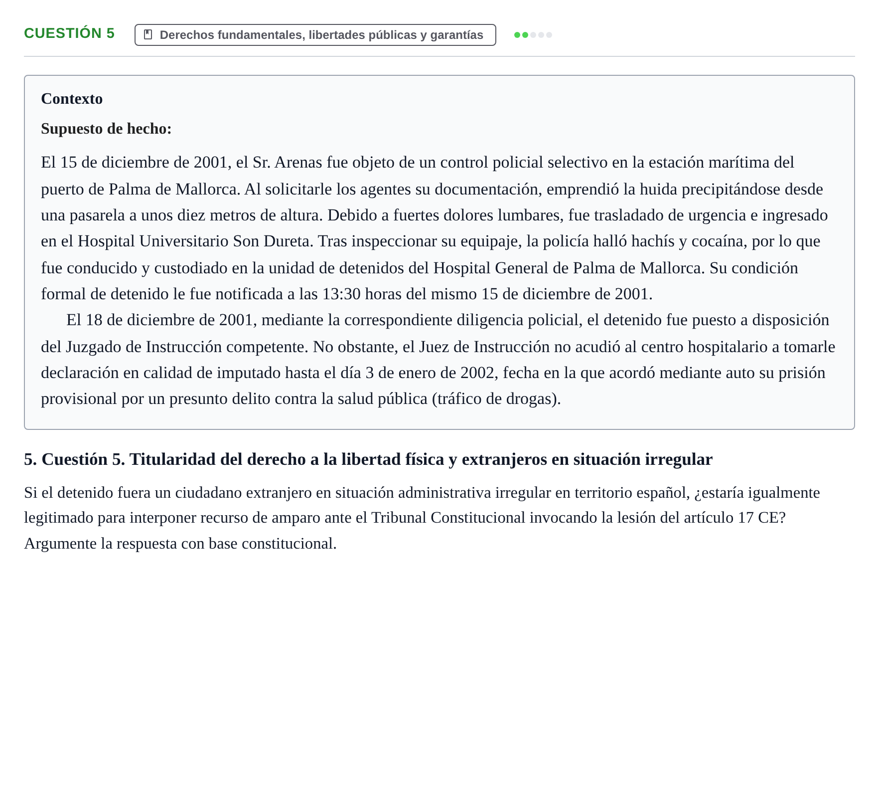 Enunciado: Cuestión 5