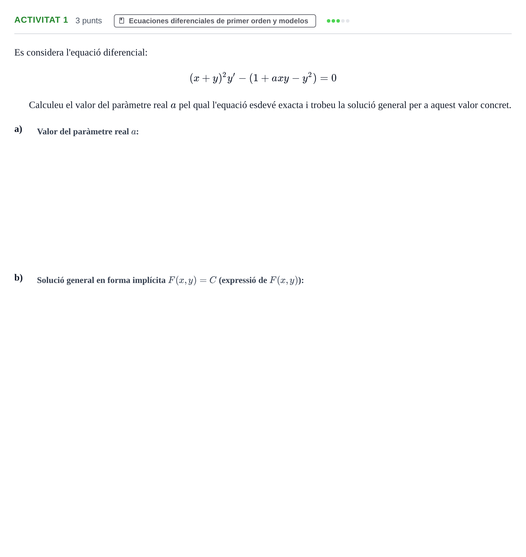 Enunciado: Ejercicio Activitat 1 · Matemáticas Aplicadas URL 2017