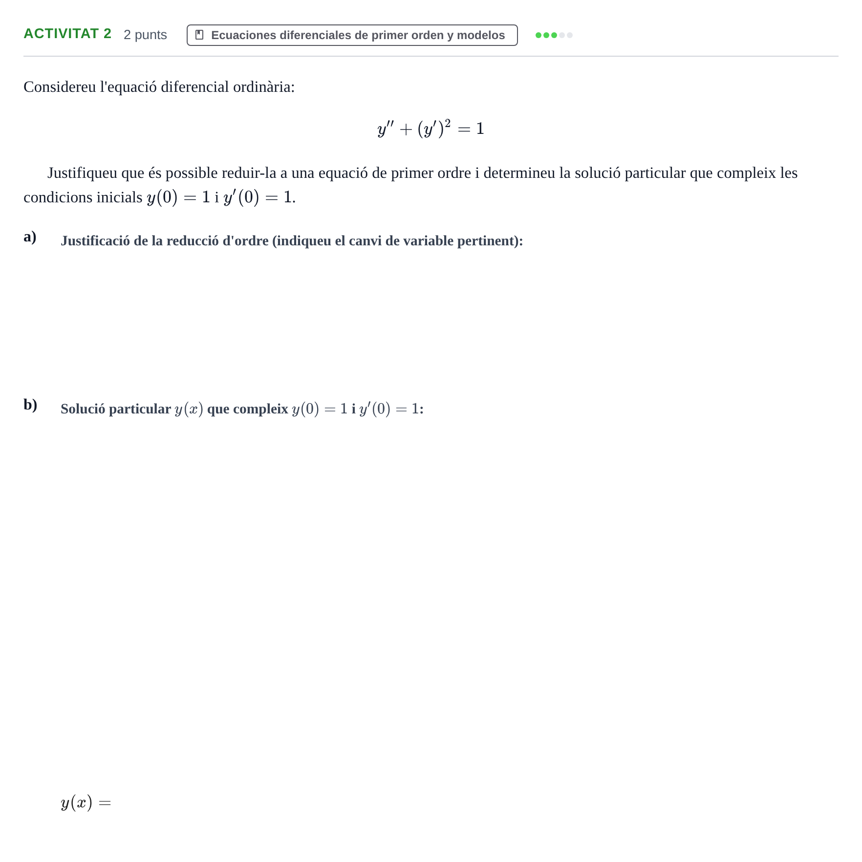 Enunciado: Ejercicio Activitat 2 · Matemáticas Aplicadas URL 2017