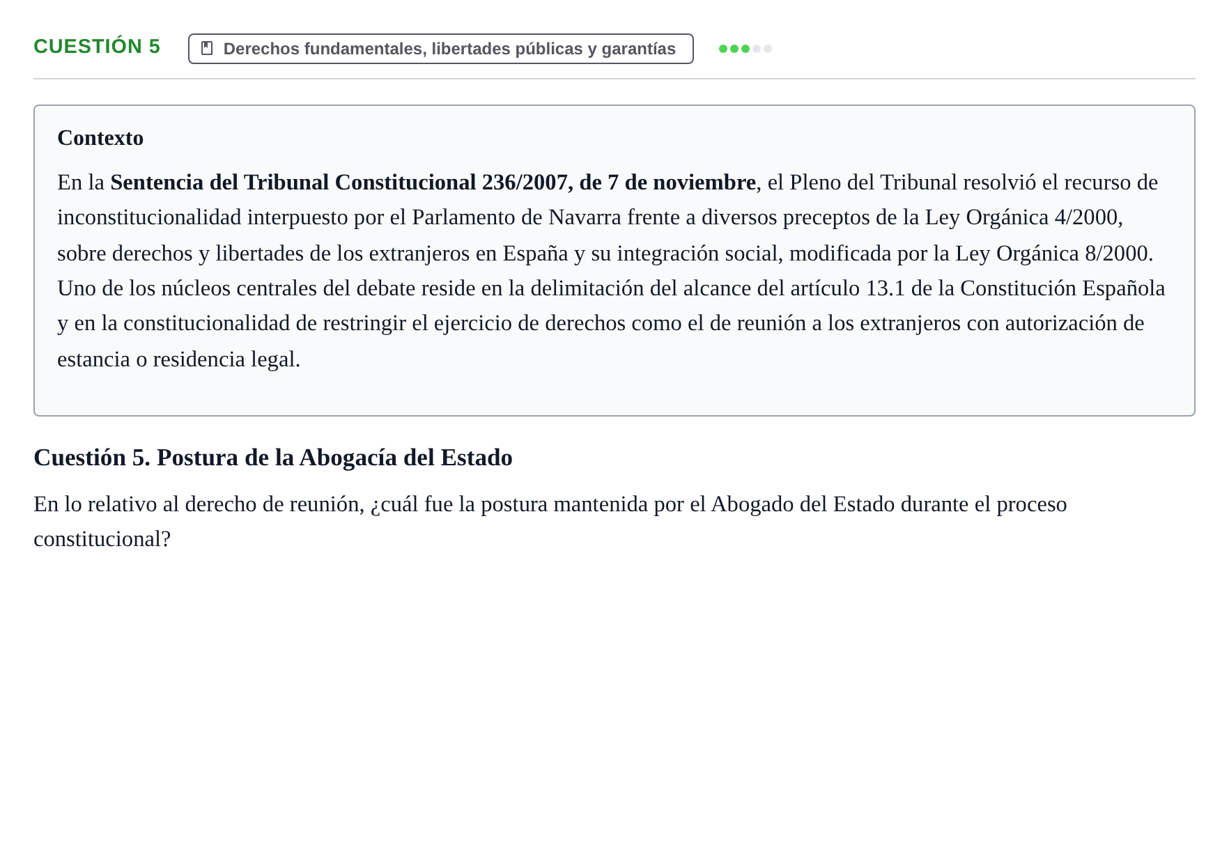 Enunciado: Cuestión 5