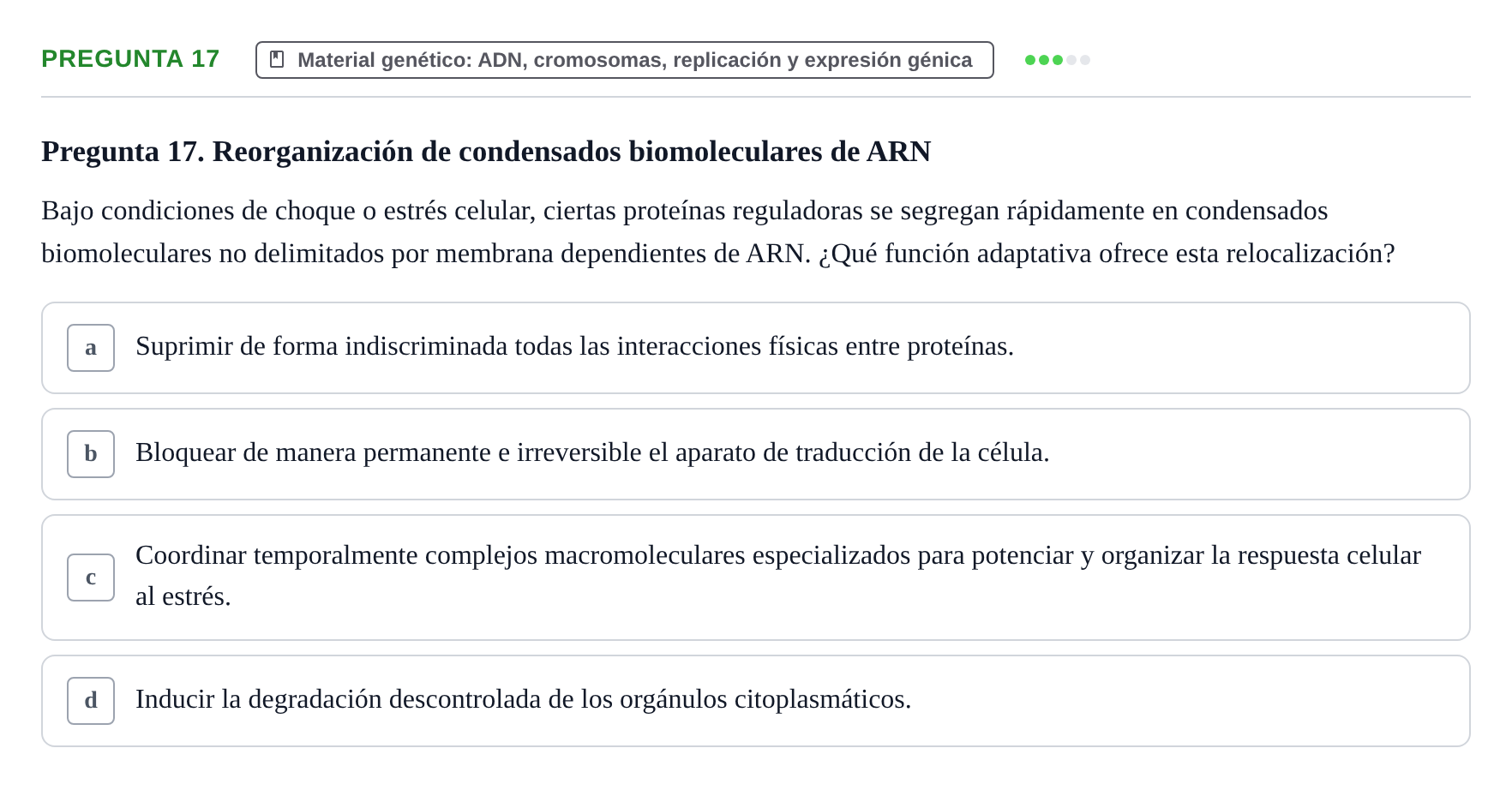 Enunciado: Pregunta 17