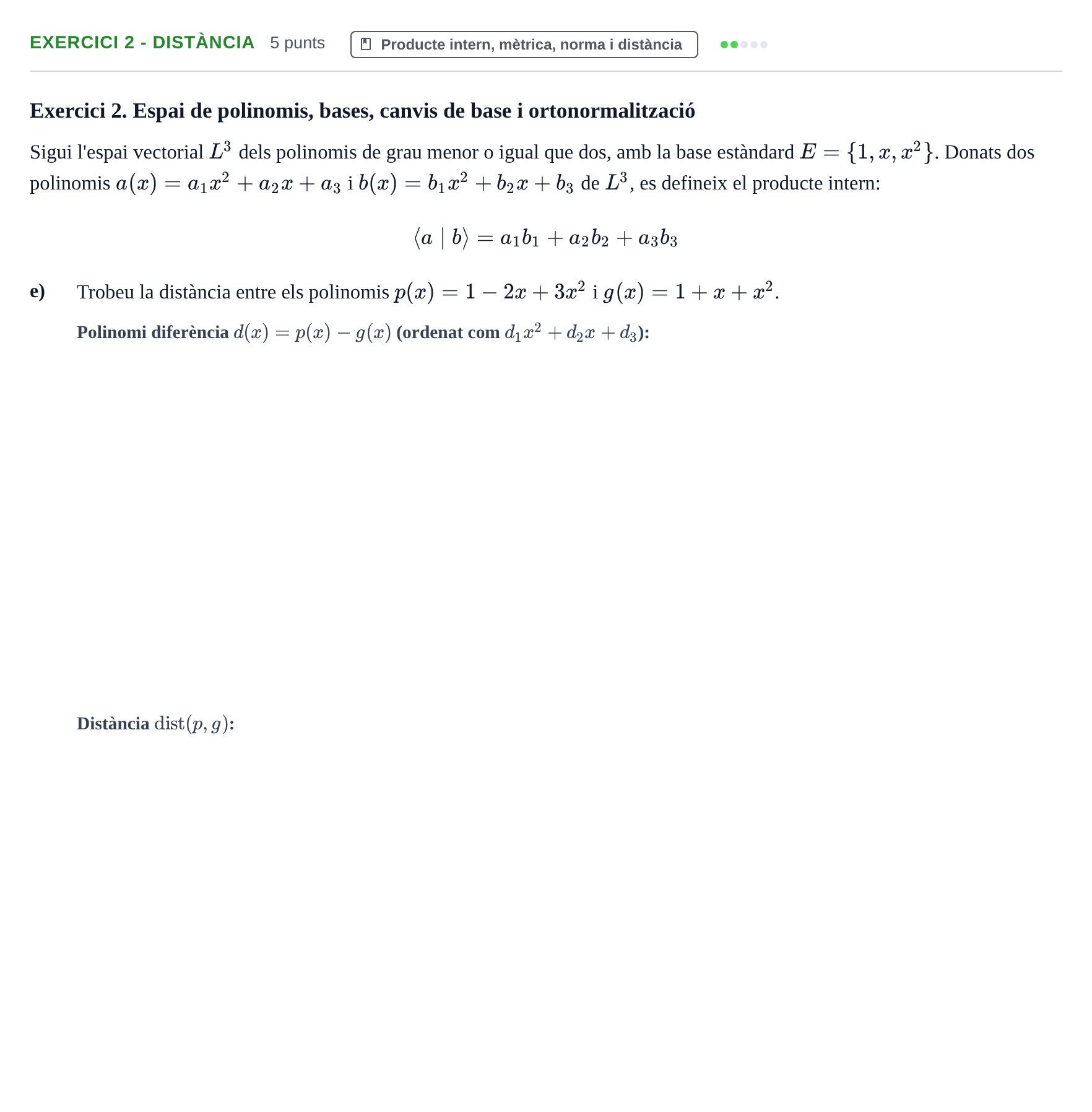 Enunciado: Exercici 2 - Distància · Aplicaciones Informáticas URL Juny 2015