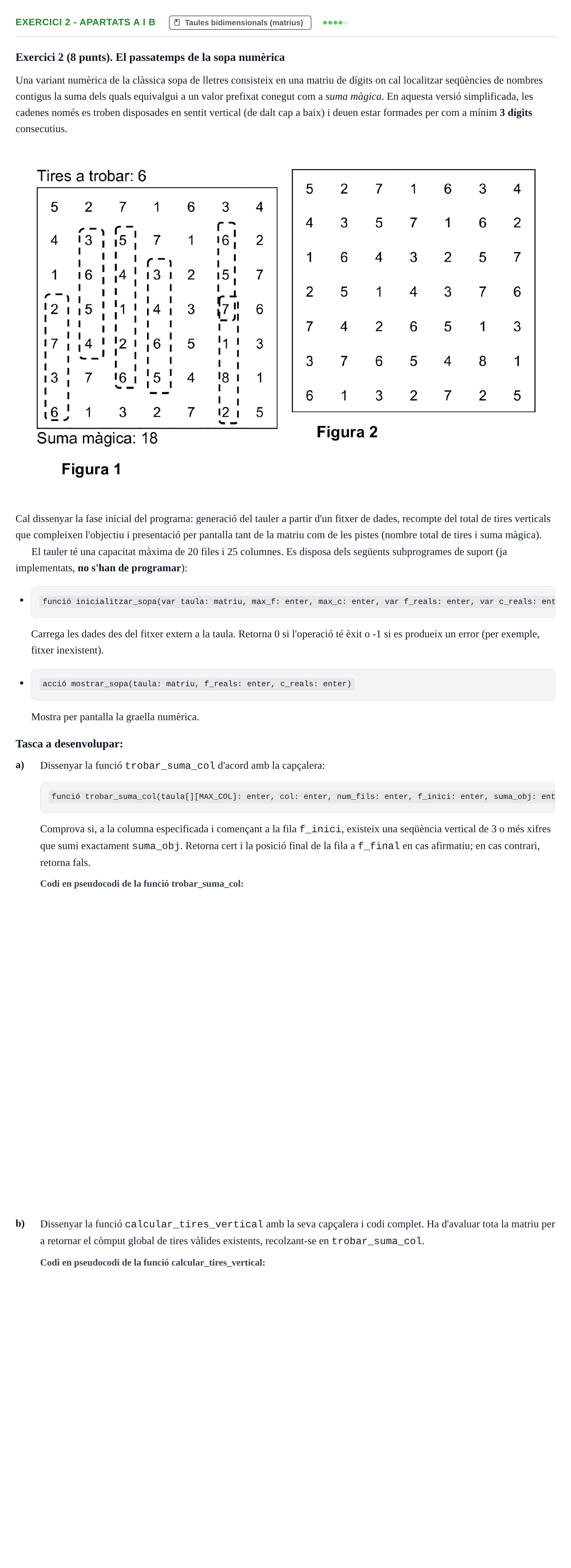 Enunciado: Exercici 2 - Apartats a i b · Fundamentos de Programación I URV 2023