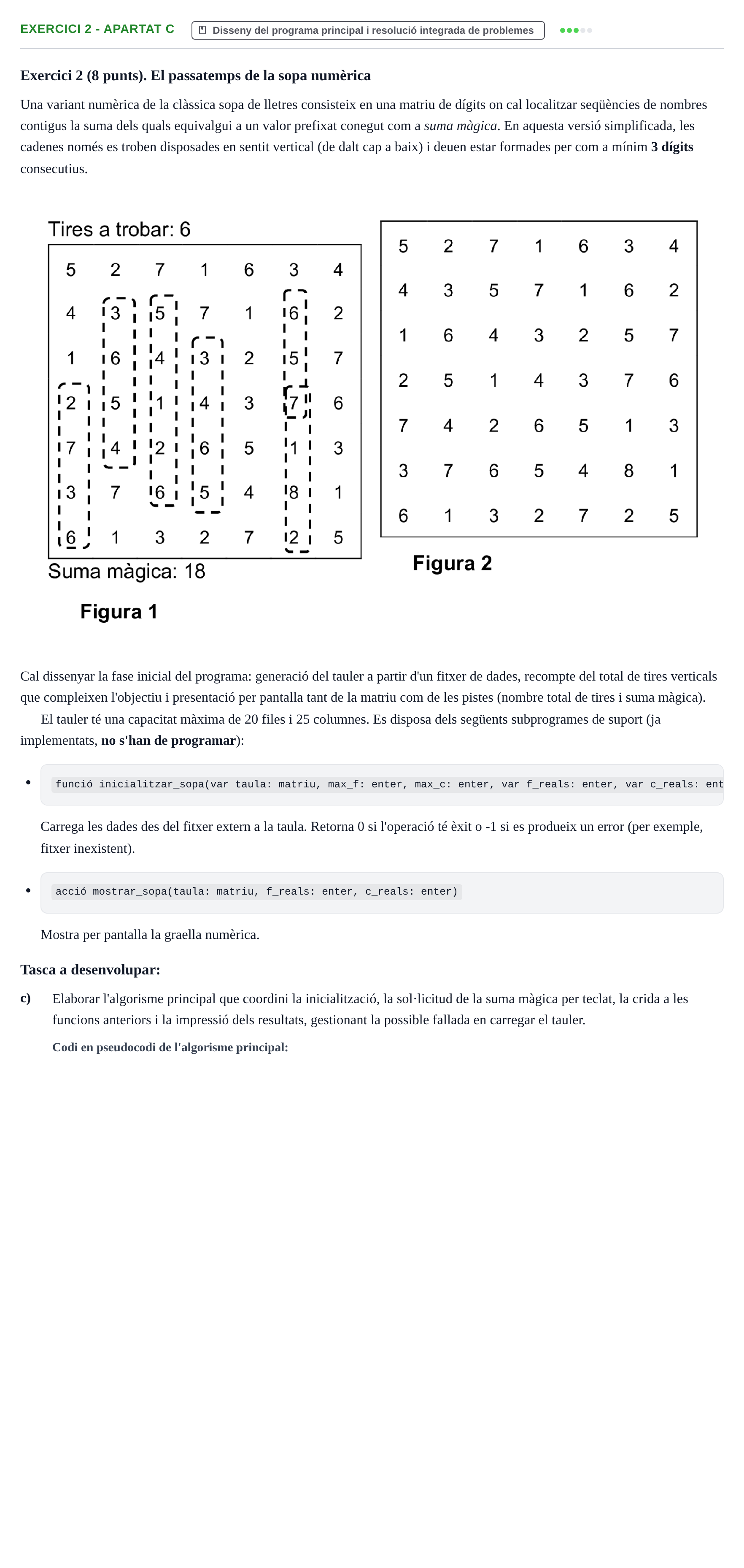 Enunciado: Exercici 2 - Apartat c · Fundamentos de Programación I URV 2023