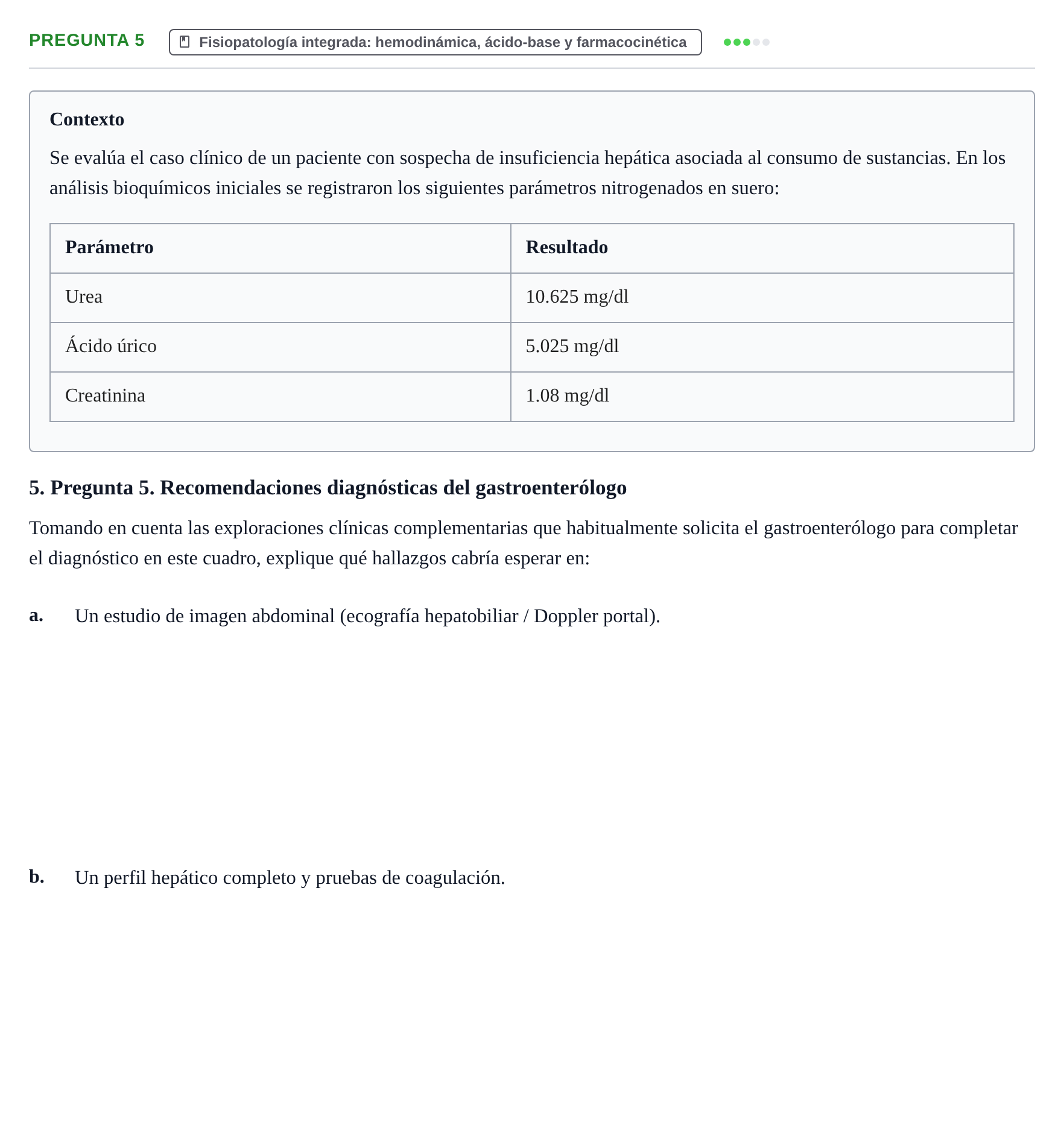 Enunciado: Pregunta 5