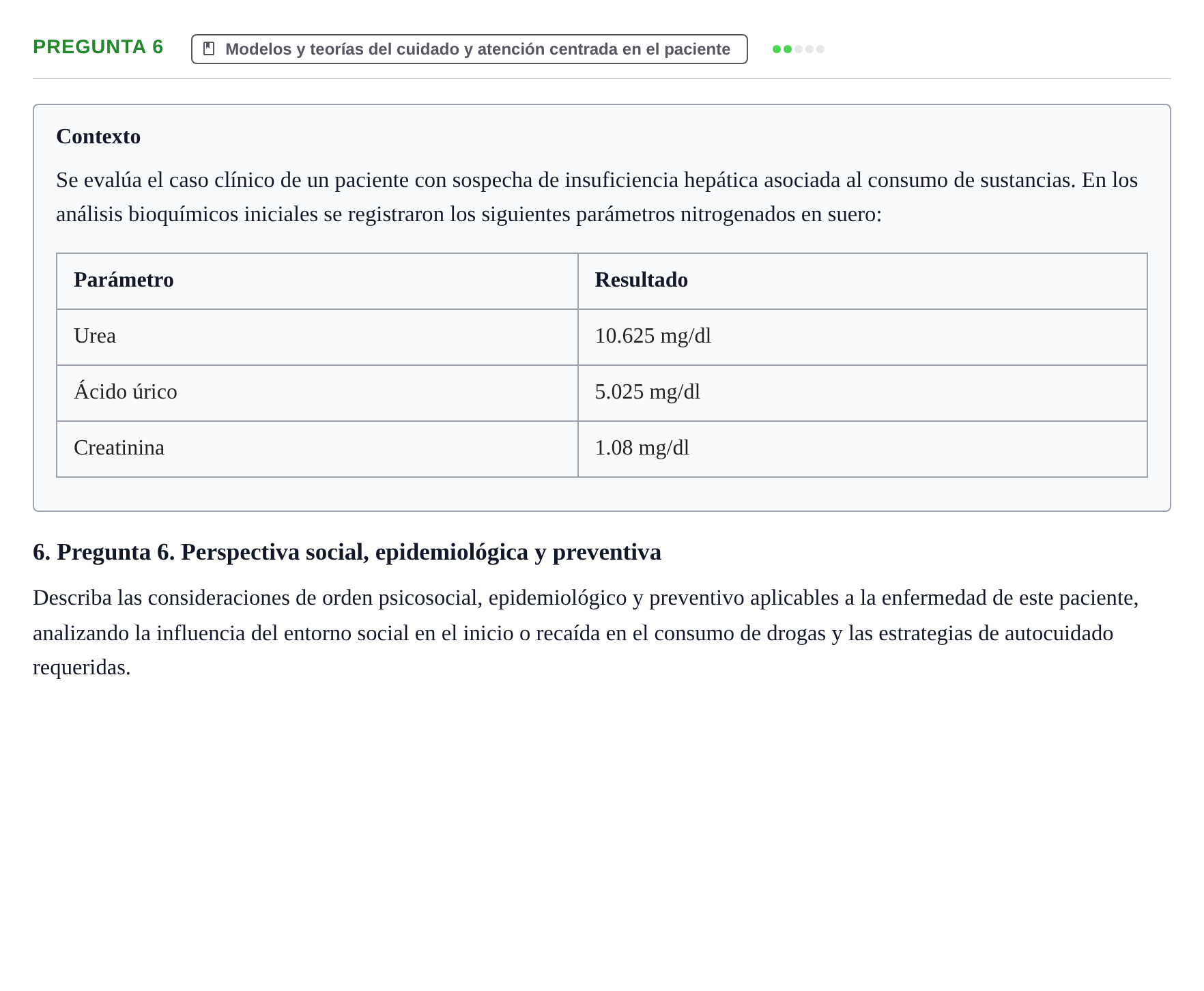 Enunciado: Pregunta 6