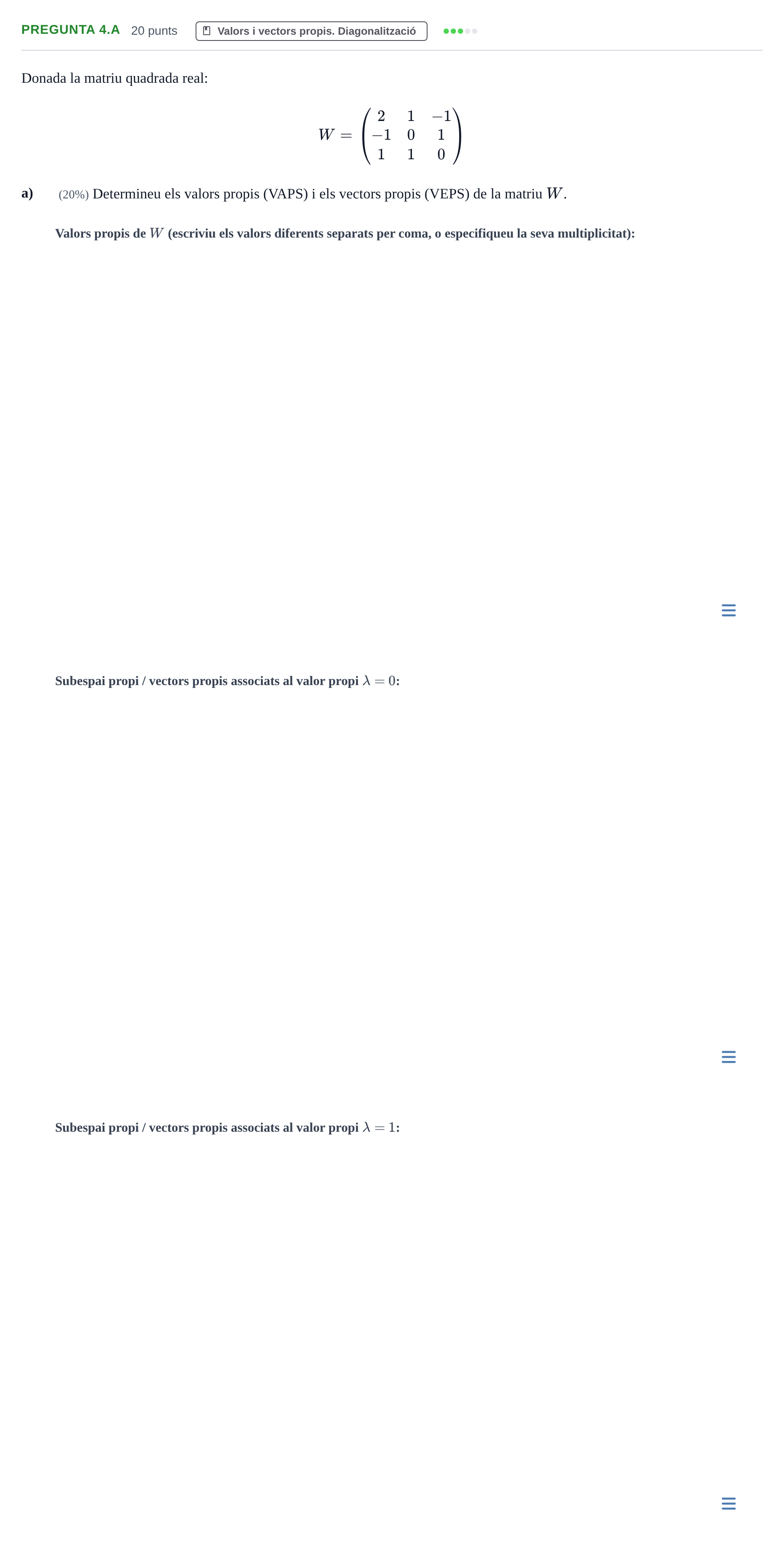 Enunciado: Pregunta 4.a - Valors i vectors propis · Aplicaciones Informáticas URL Juny 2016