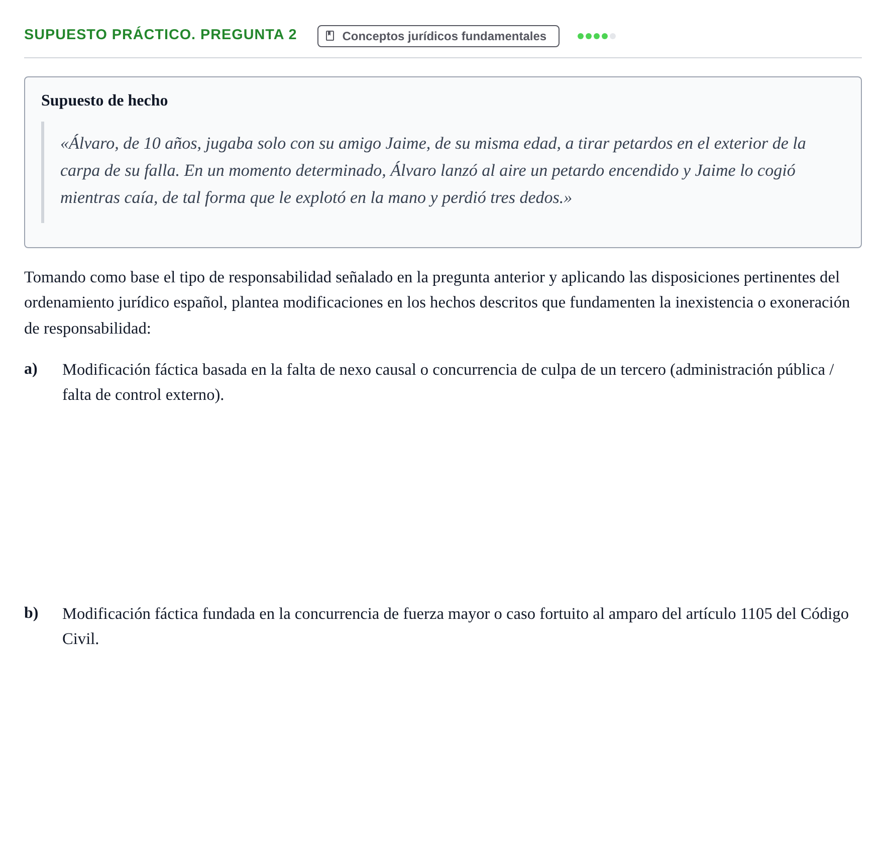 Enunciado: Supuesto práctico. Pregunta 2