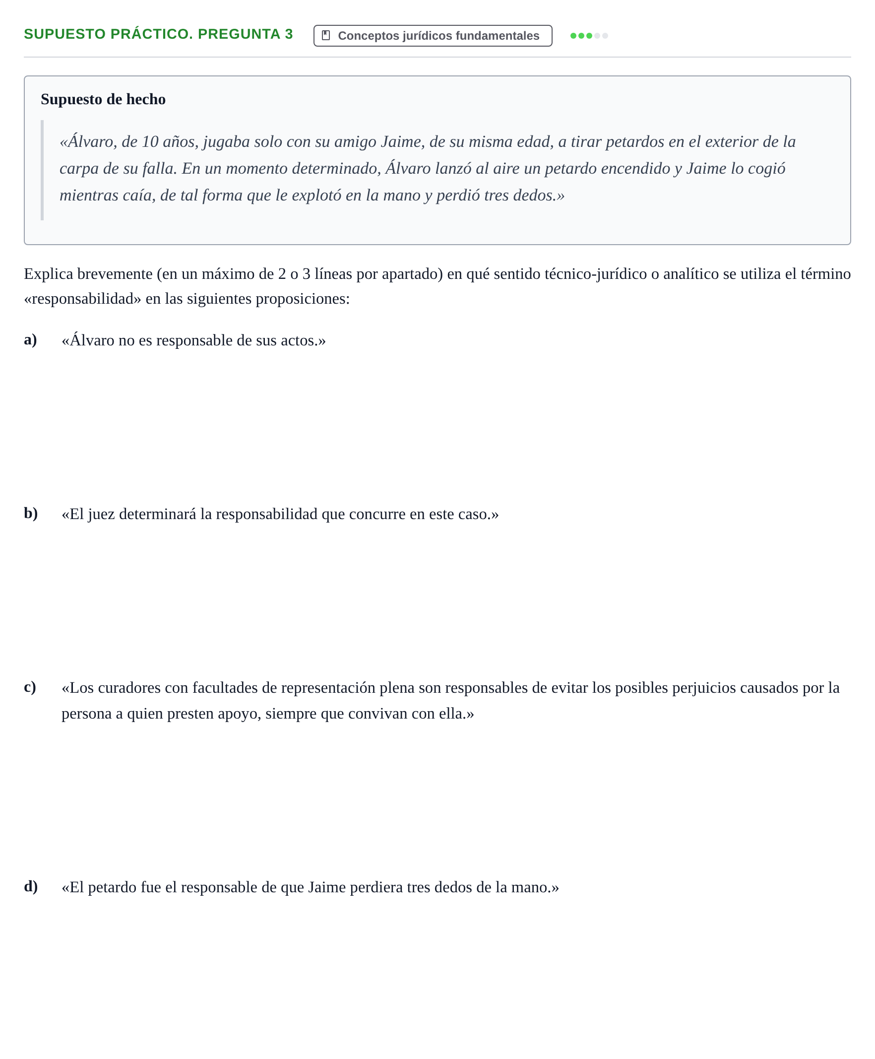 Enunciado: Supuesto práctico. Pregunta 3