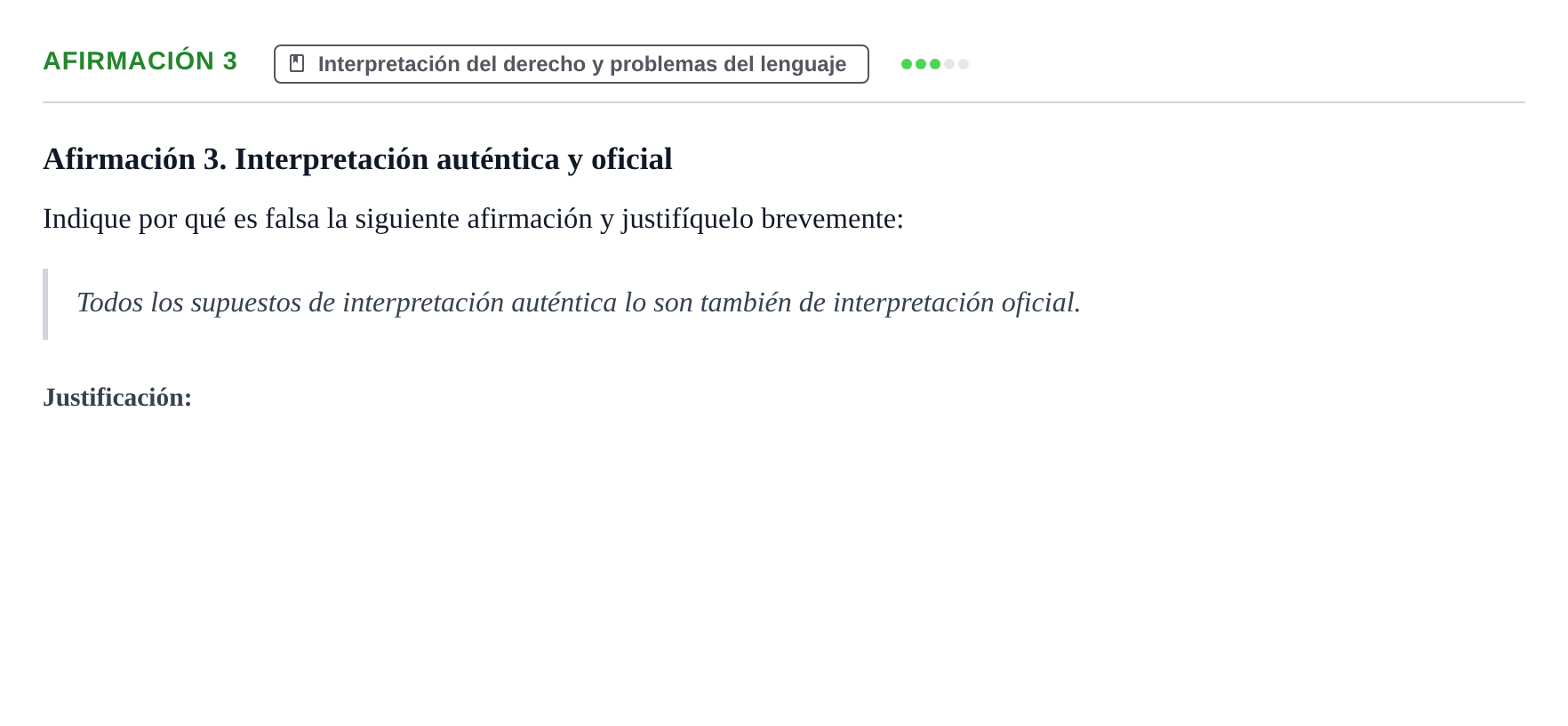 Enunciado: Afirmación 3