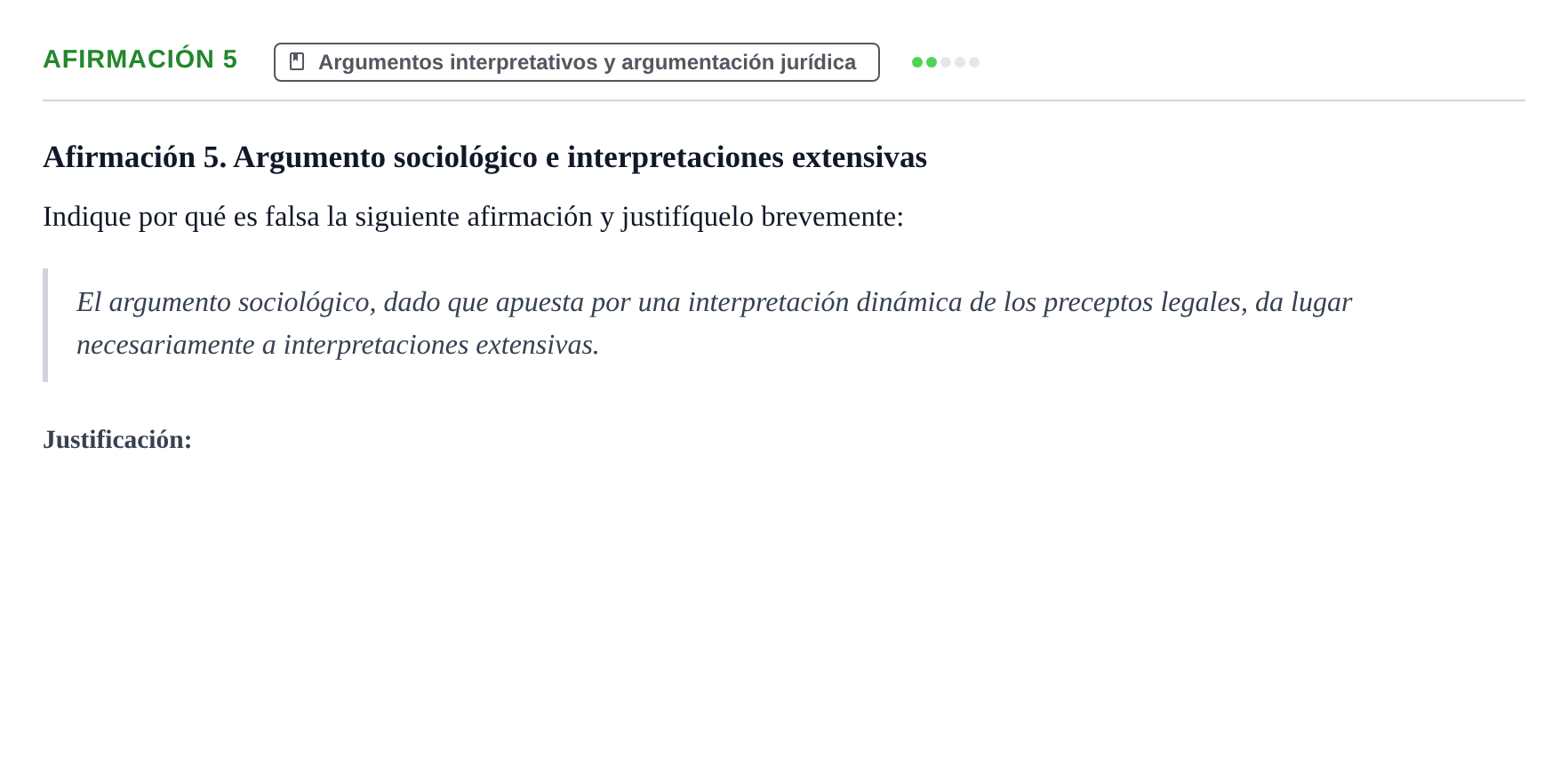 Enunciado: Afirmación 5