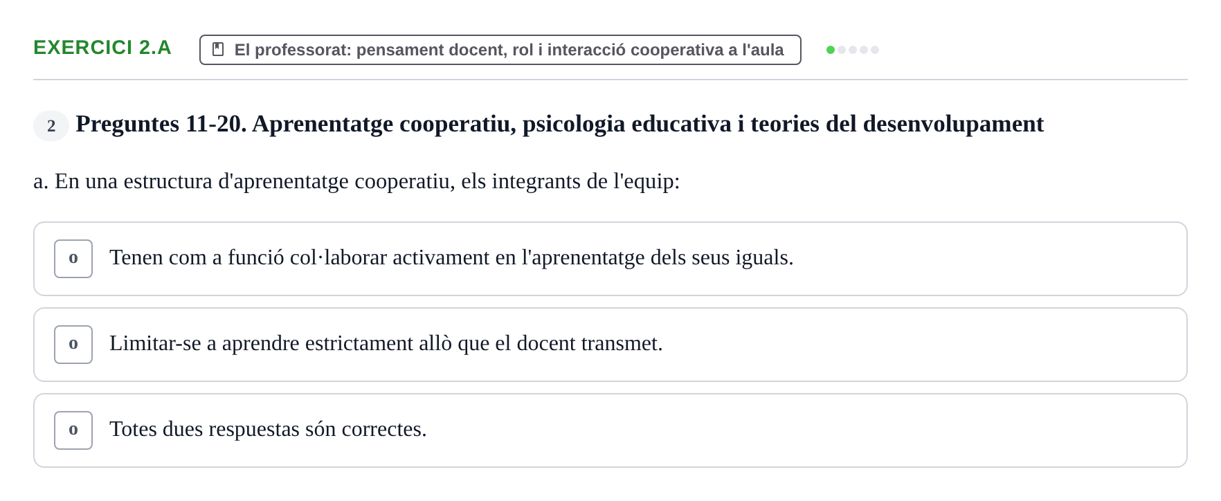Enunciado: Ejercicio 2.a · Aprendizaje y Desarrollo de la Personalidad URV Recull de Preguntes d'Examen: Psicologia Educativa