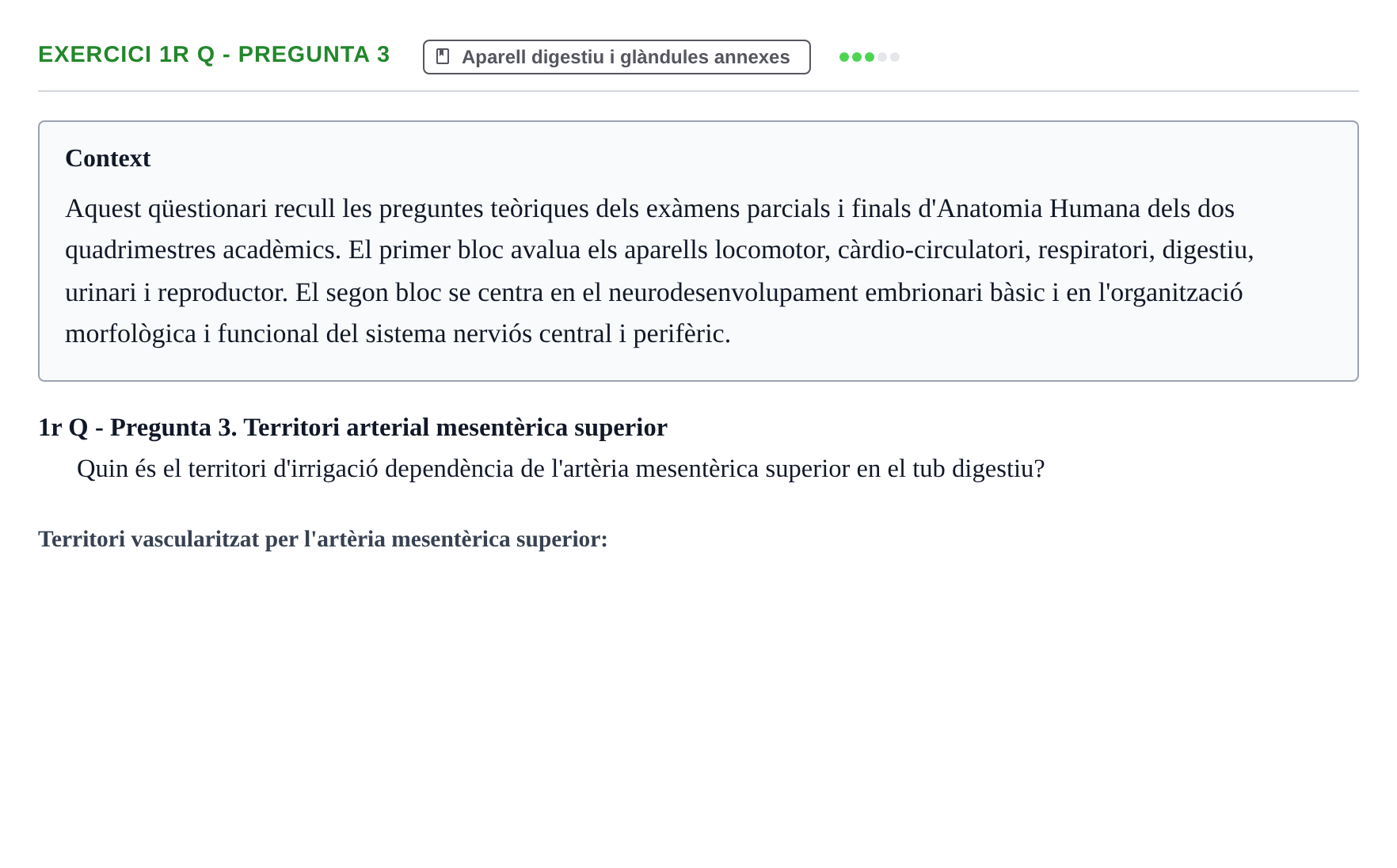 Enunciado: Ejercicio 1r Q - Pregunta 3 · Anatomia i Histologia URV Examen d'Anatomia Humana (1r i 2n Quadrimestre)