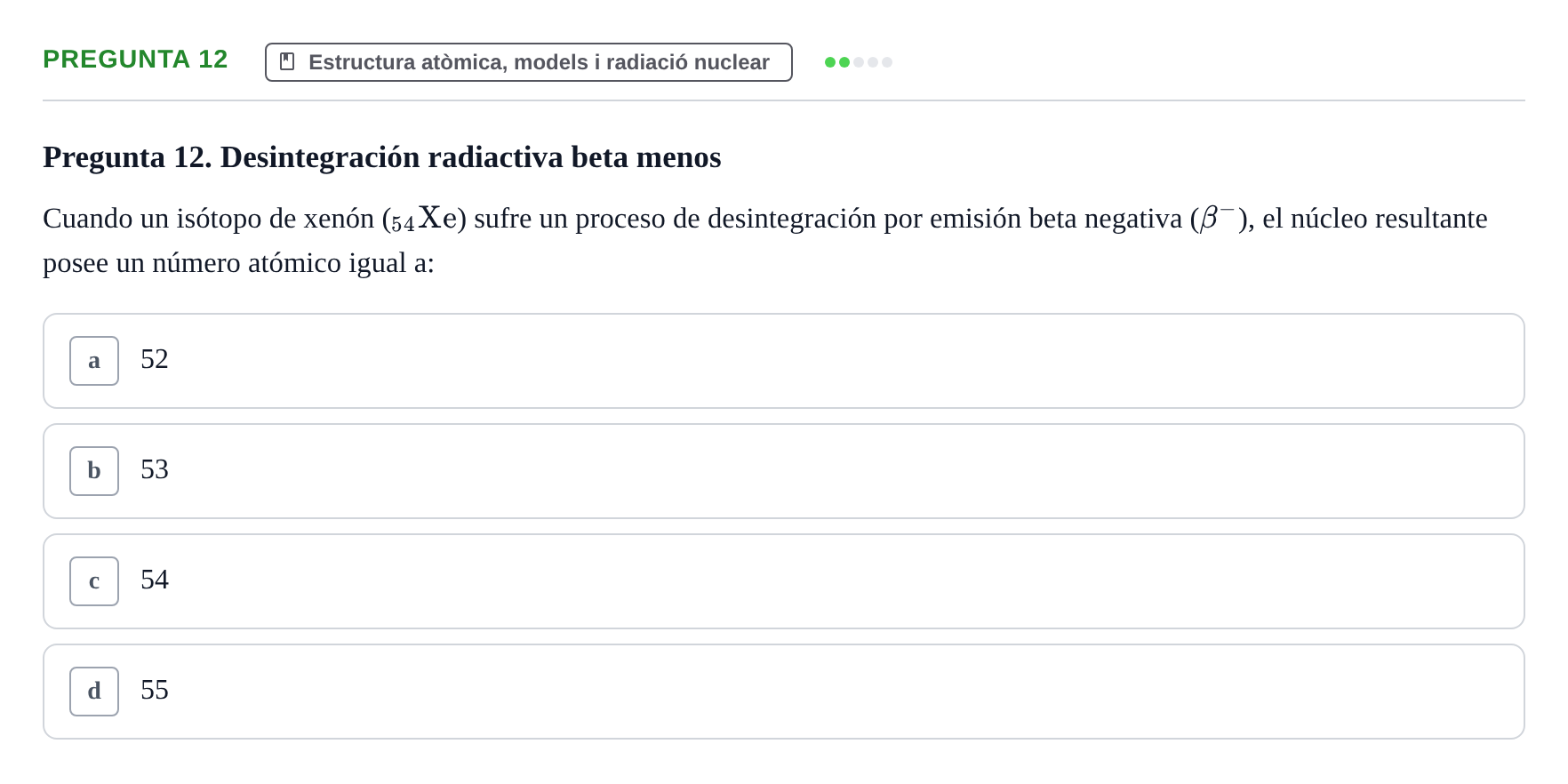 Enunciado: Pregunta 12 · Química i Física Aplicada URV Examen de Física