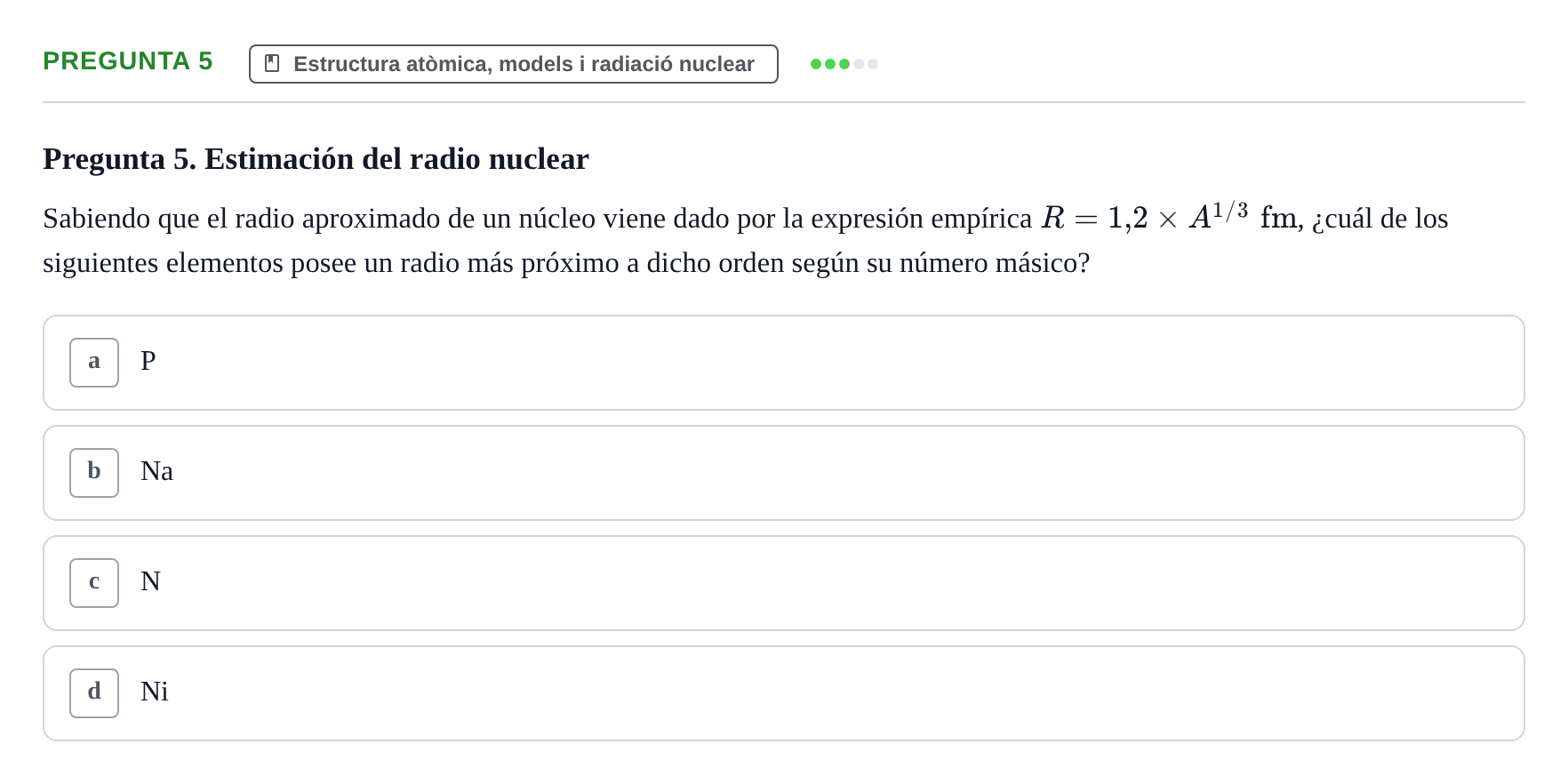 Enunciado: Pregunta 5 · Química i Física Aplicada URV Examen de Física